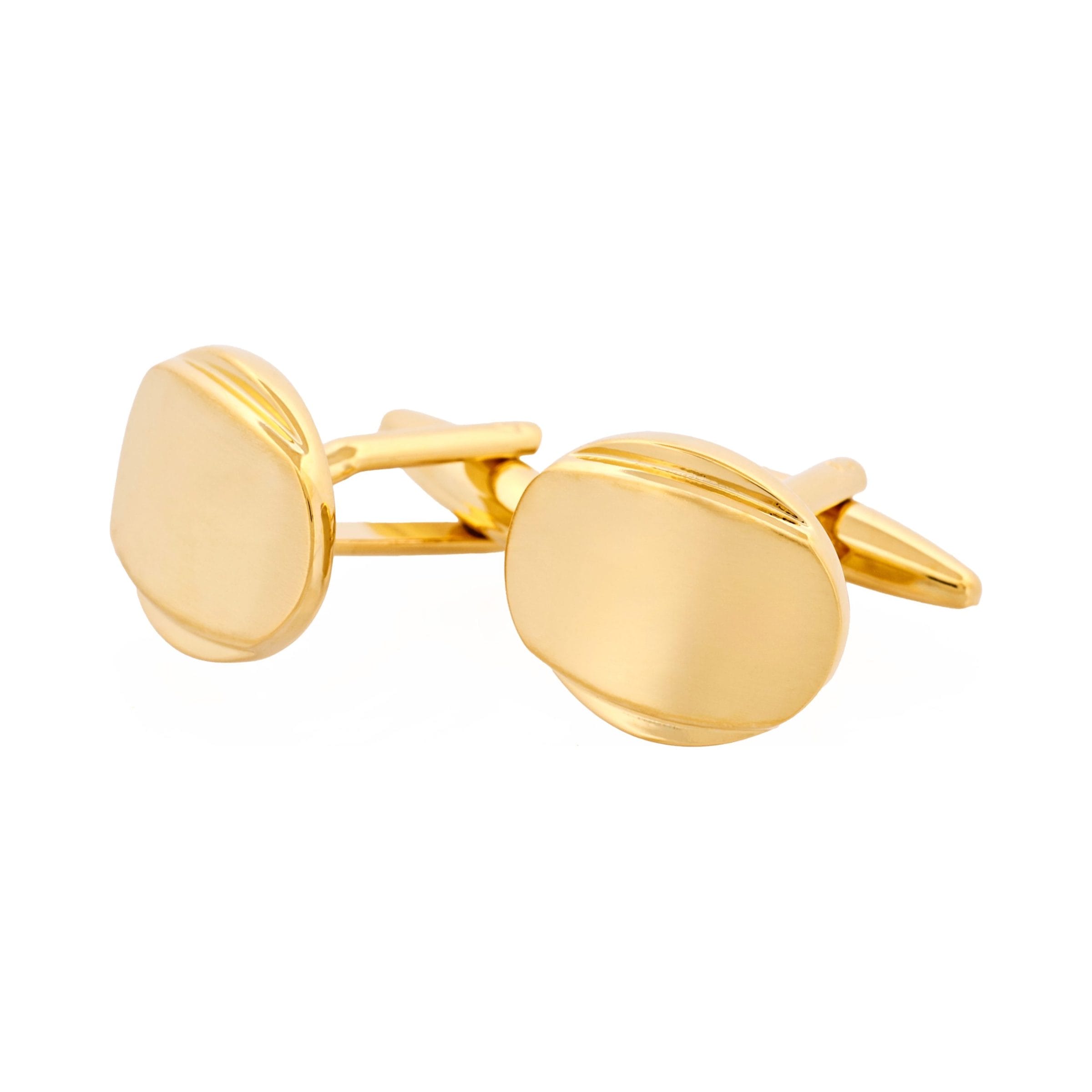 Brushed & Polished Plated Oval Cufflinks