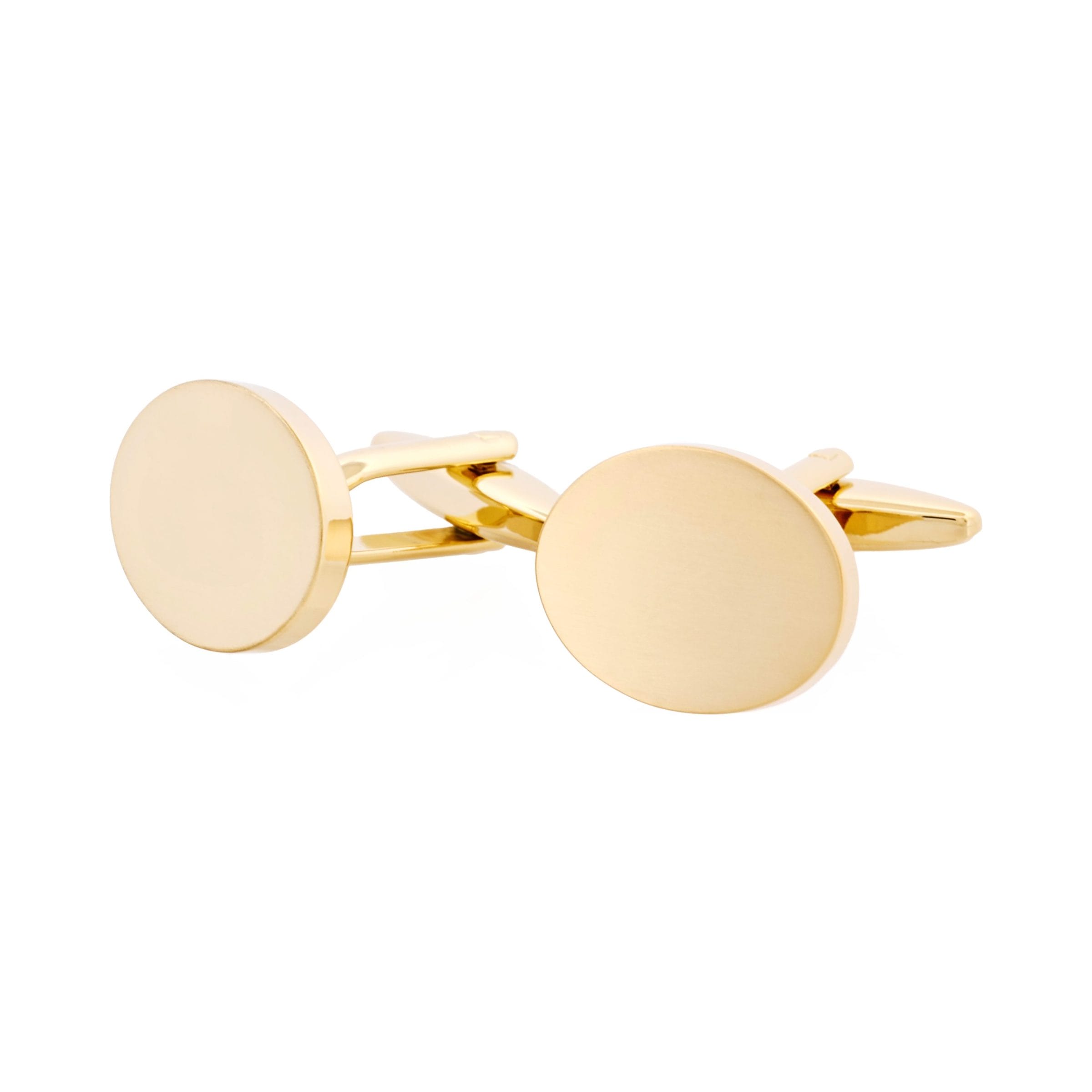Brushed Gold Plated Oval Cufflinks