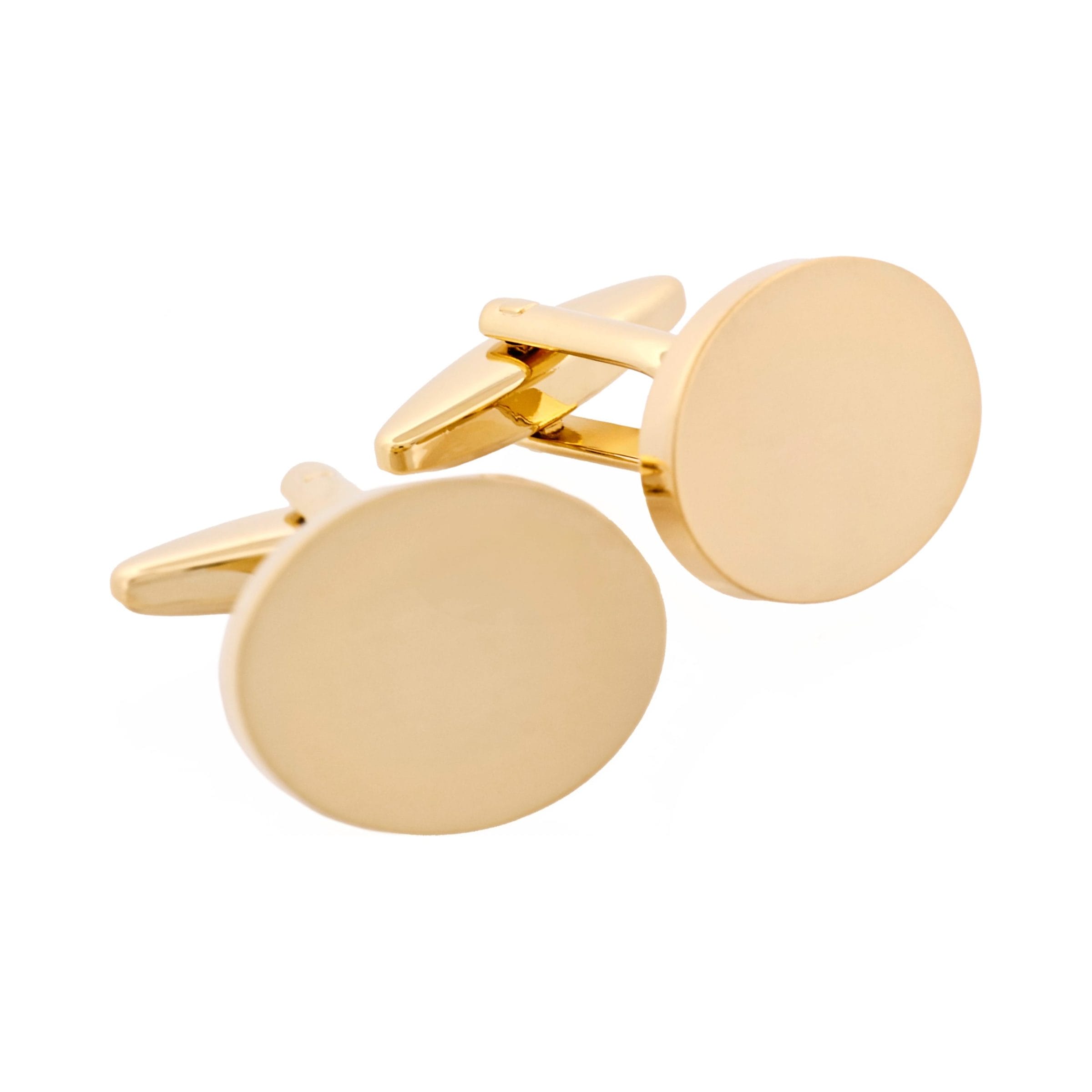 Brushed Gold Plated Oval Cufflinks