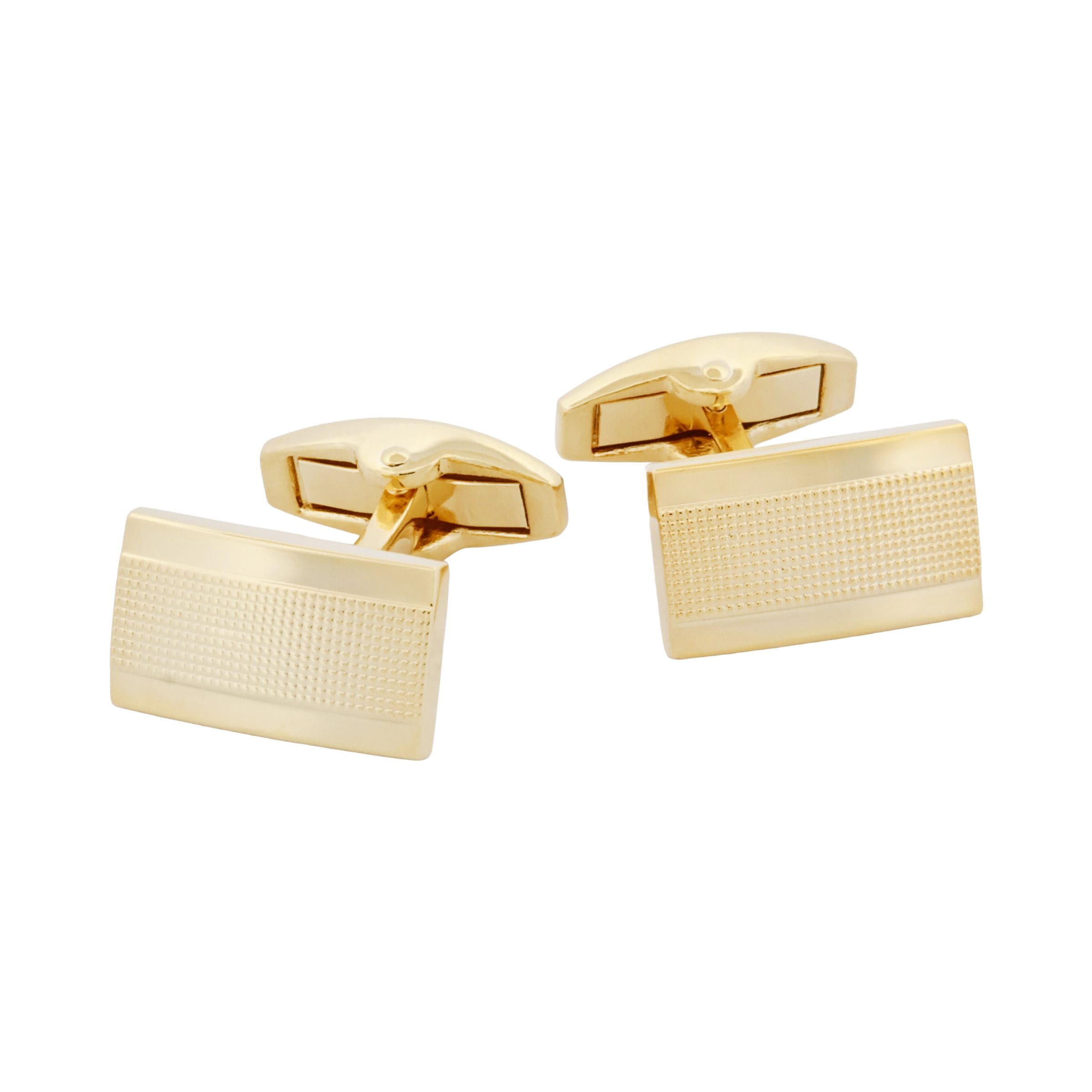 Gold Plated Mesh Patterned Rectangle Cufflinks