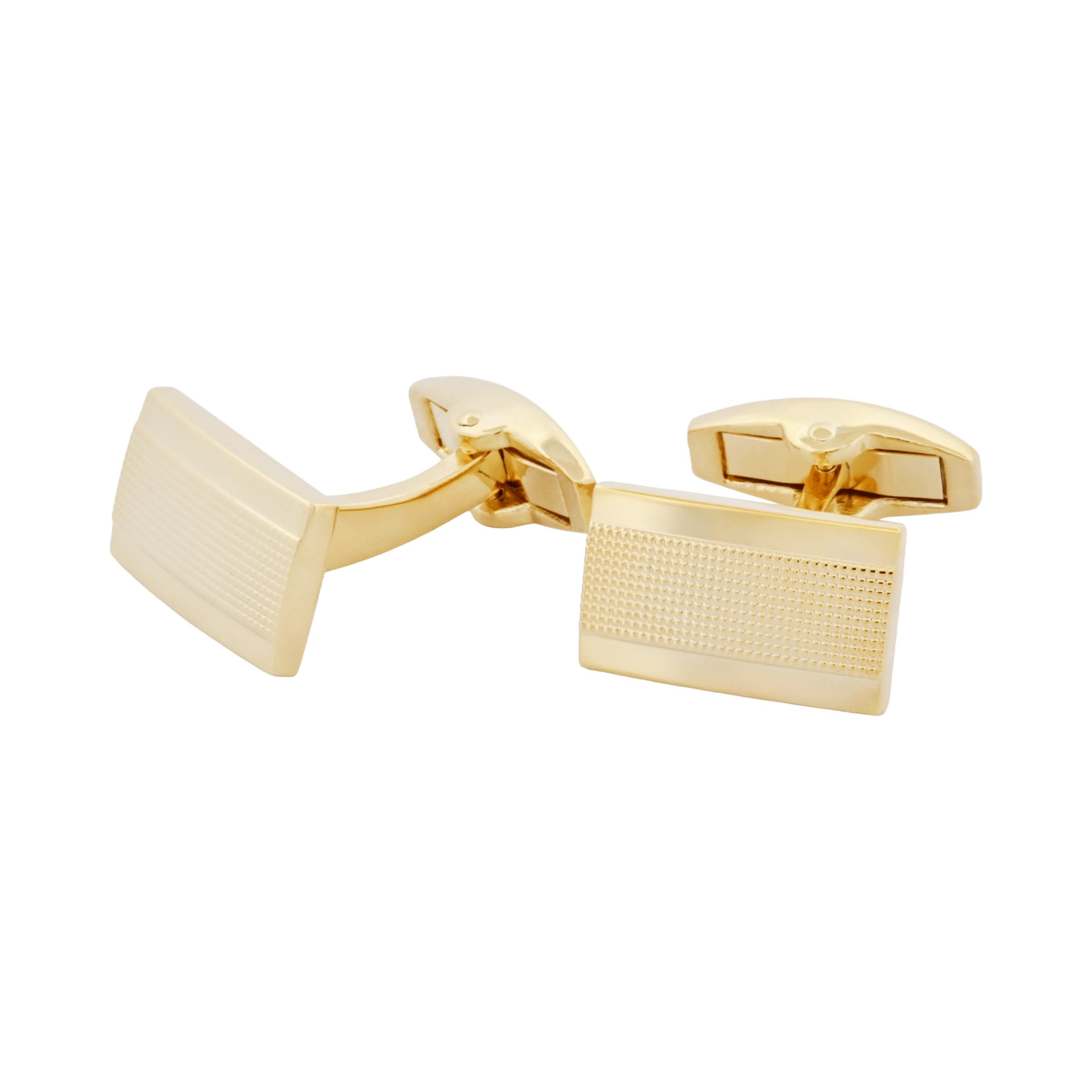 Gold Plated Mesh Patterned Rectangle Cufflinks