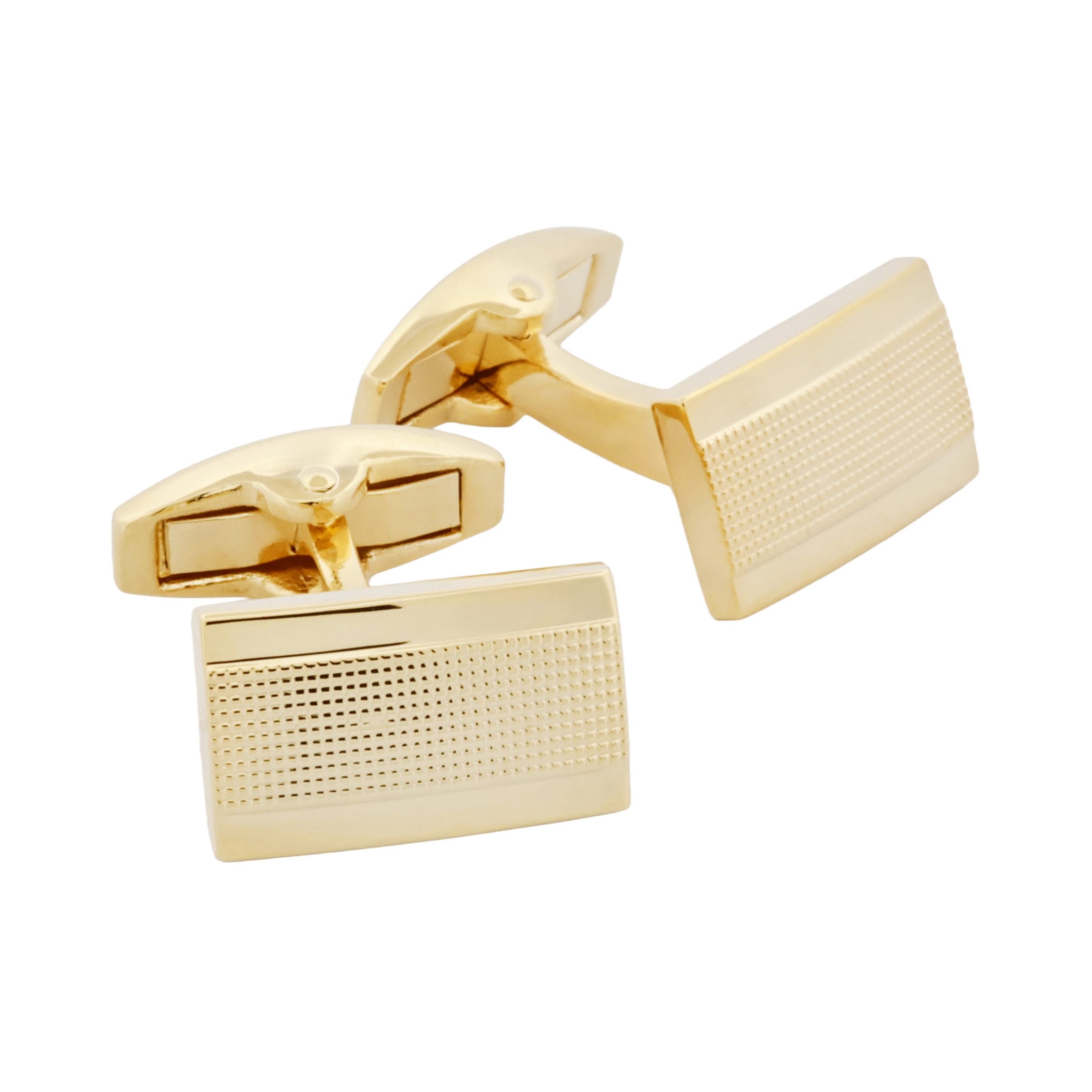 Gold Plated Mesh Patterned Rectangle Cufflinks