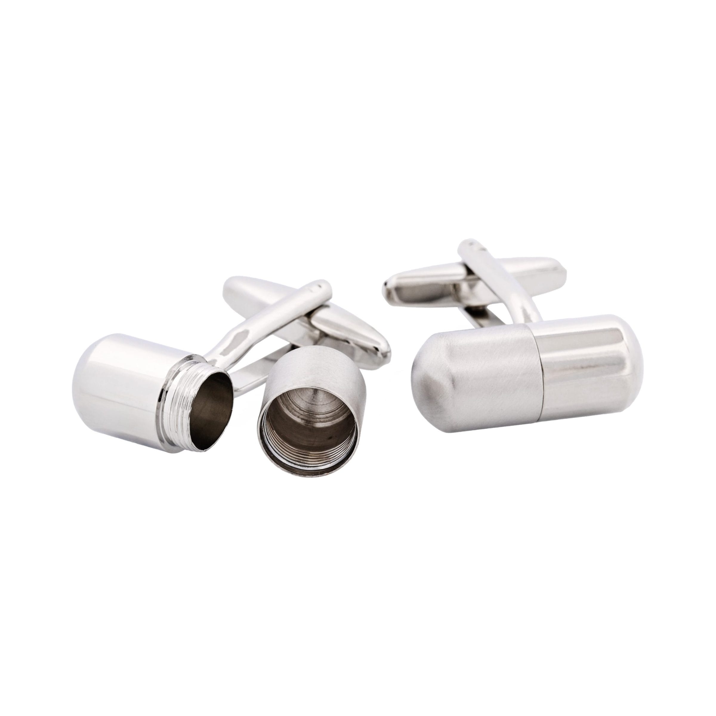 Rhodium & Brushed Rhodium Secret Stash Cufflinks