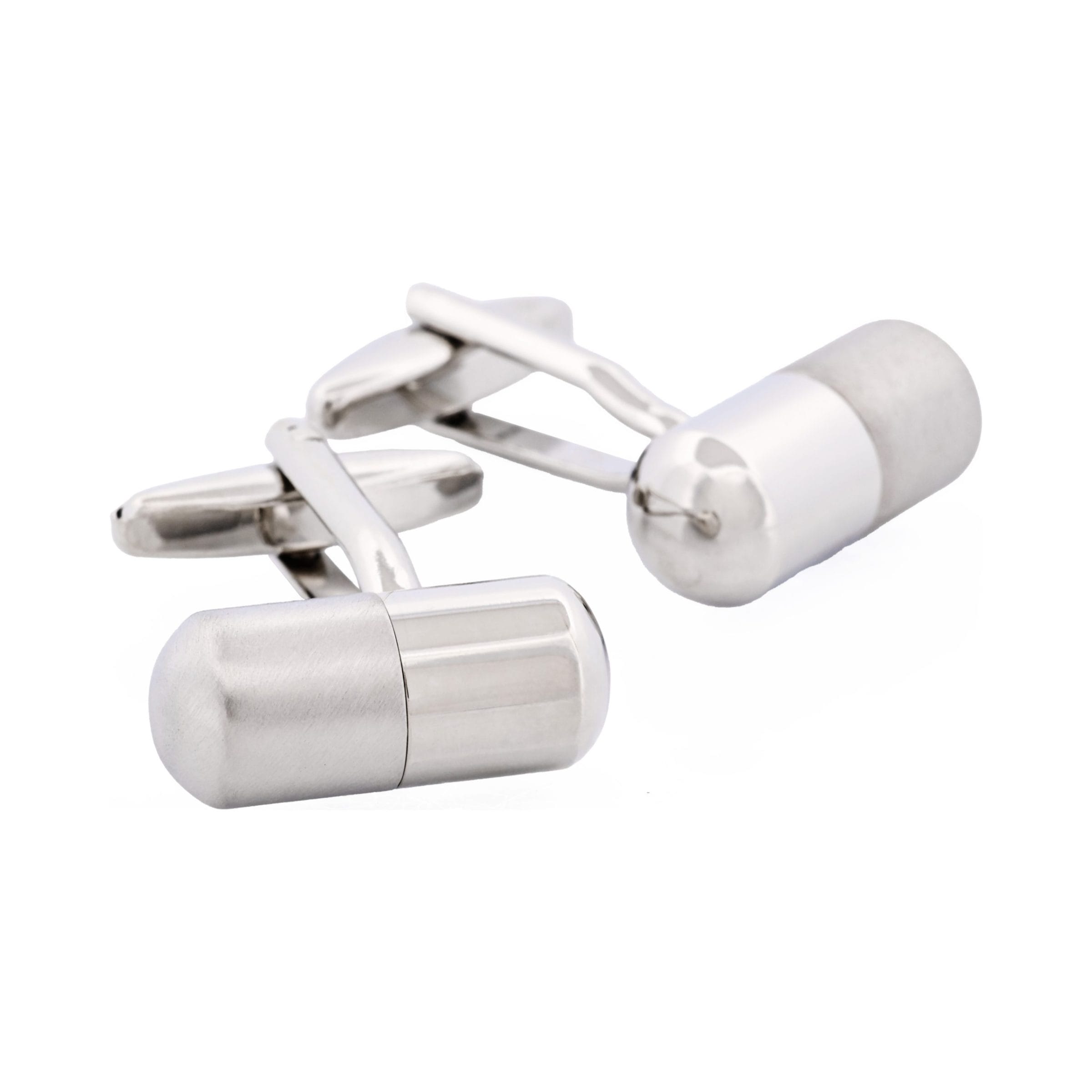 Rhodium & Brushed Rhodium Secret Stash Cufflinks
