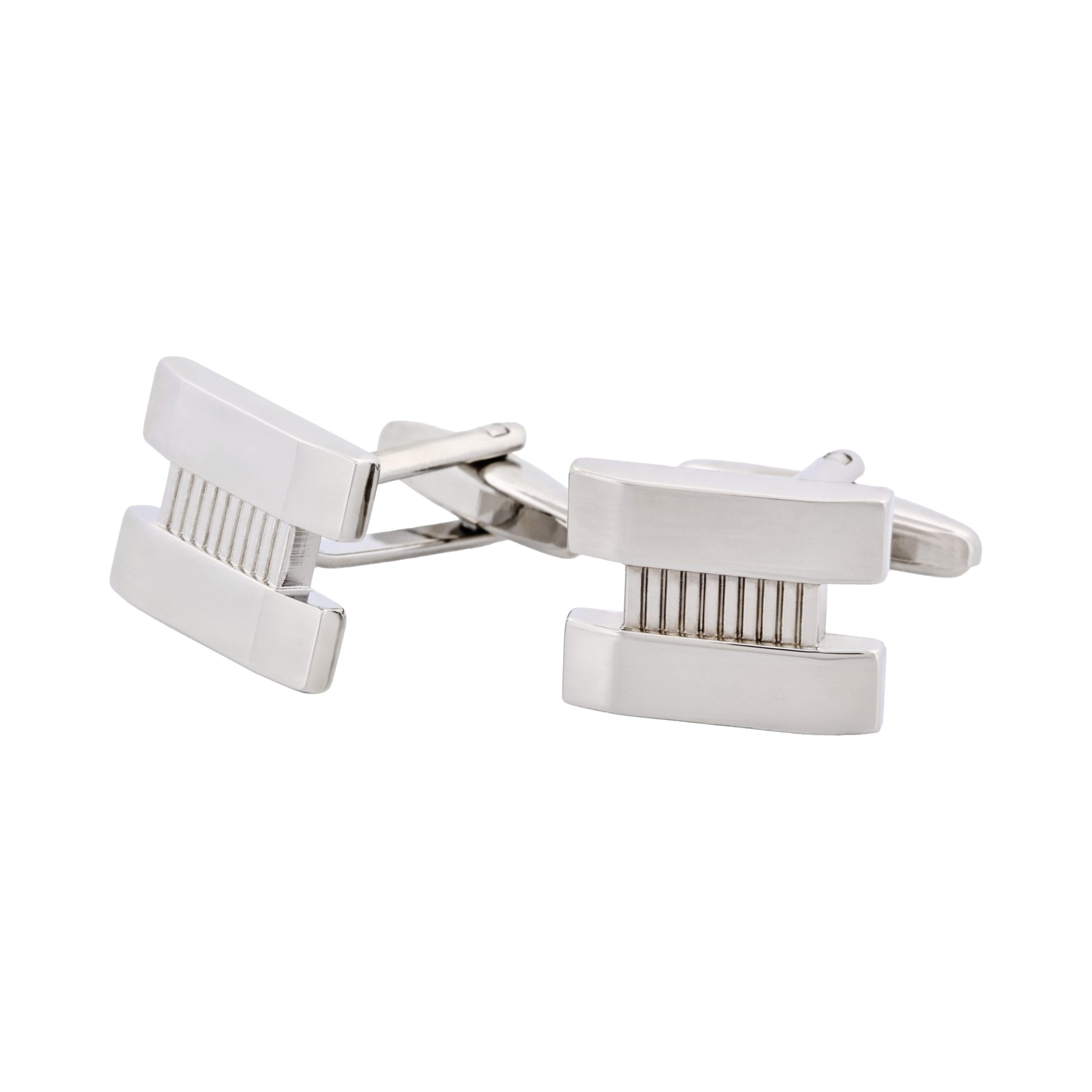 Rhodium Plated with Patterned Centre Cufflinks