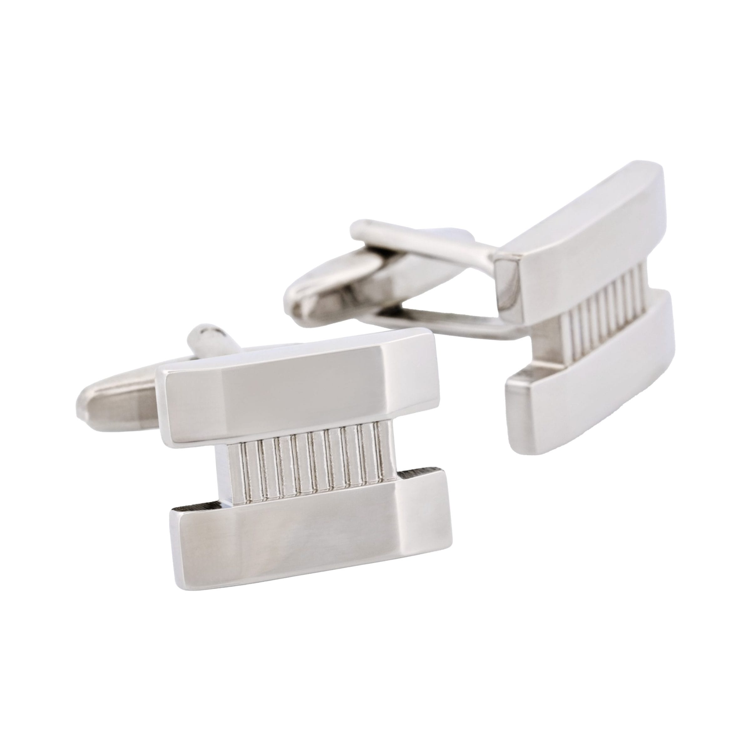 Rhodium Plated with Patterned Centre Cufflinks