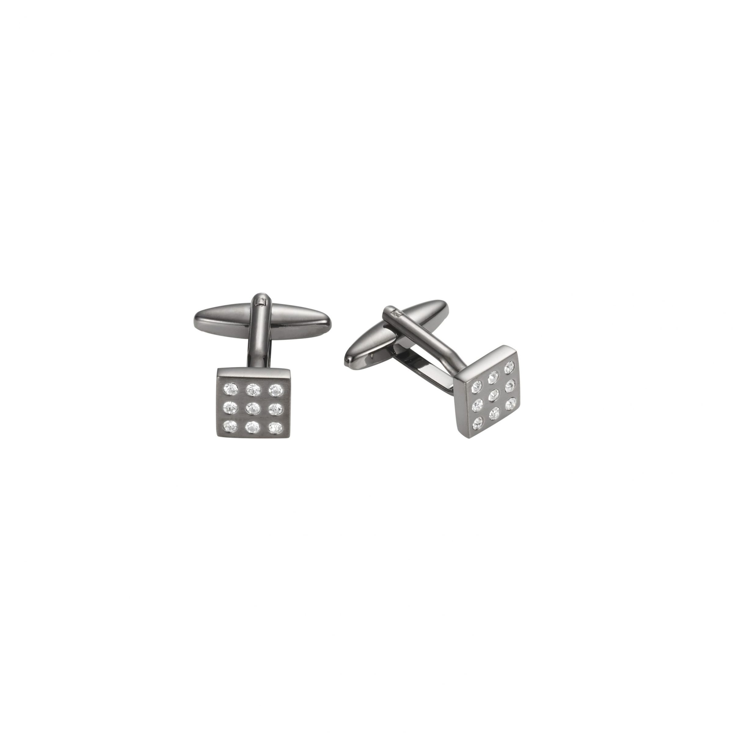 Small Gun Metal Square Crystal Cufflinks
