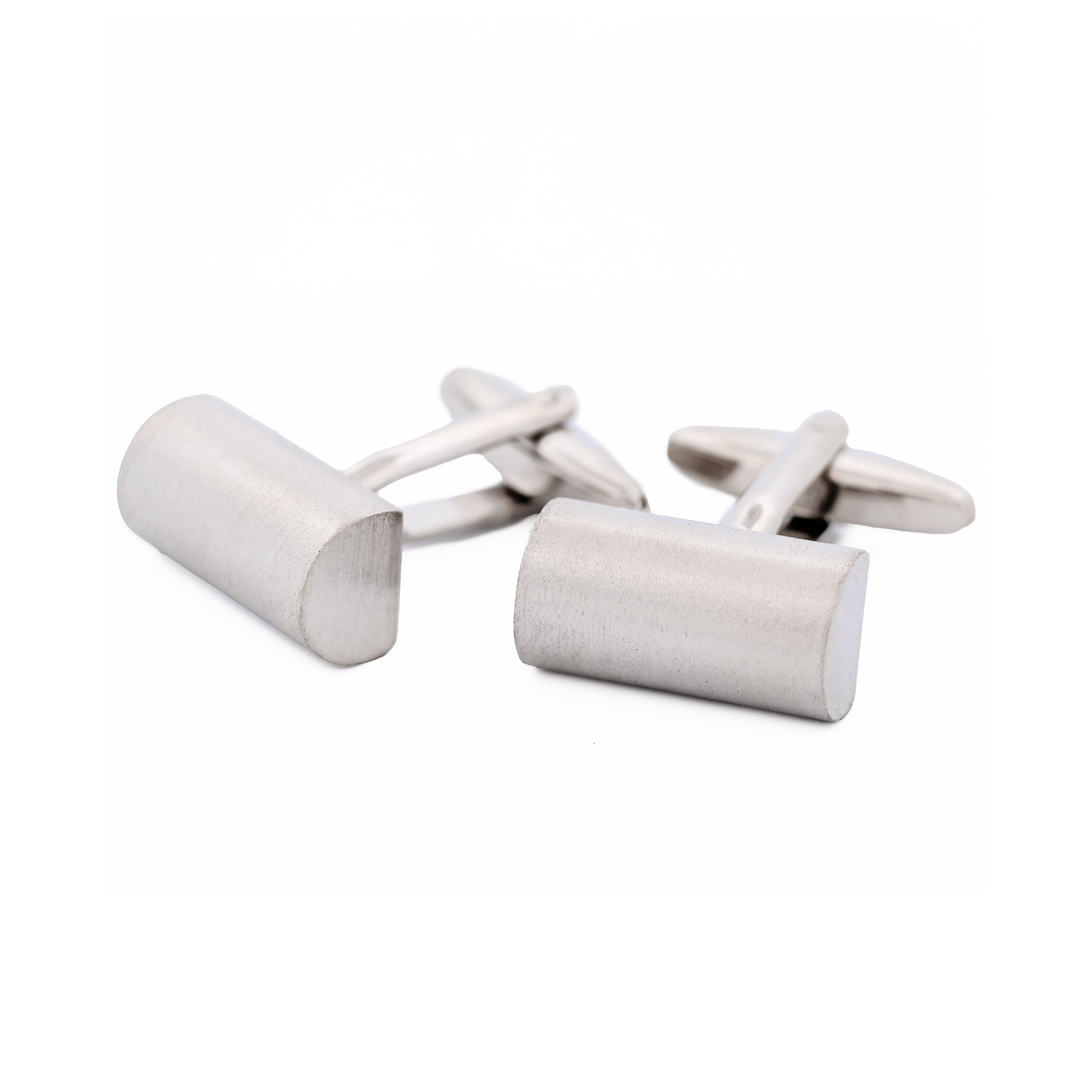 Scratched Rhodium Cufflinks