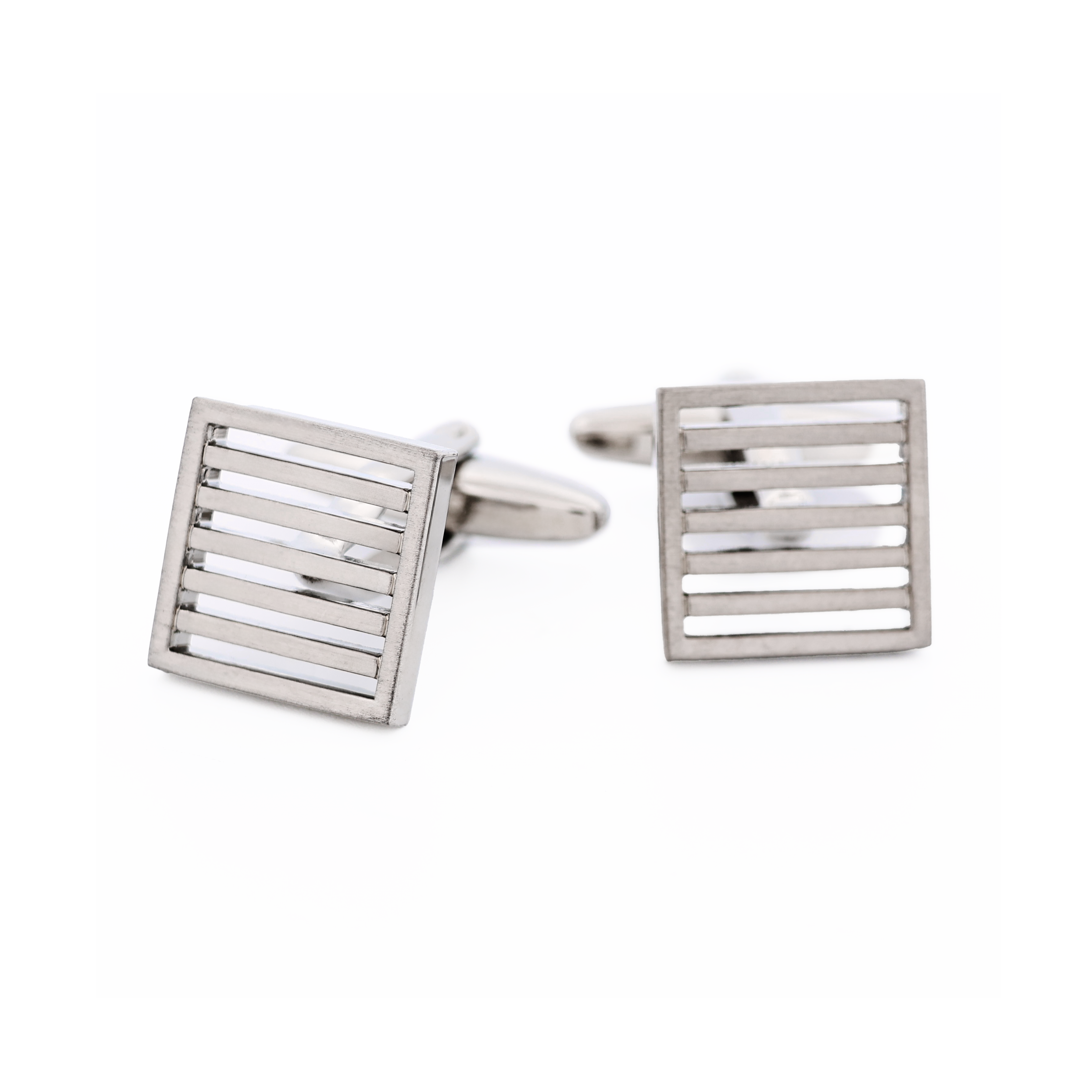 Brushed Rhodium Plated Grate Cufflinks