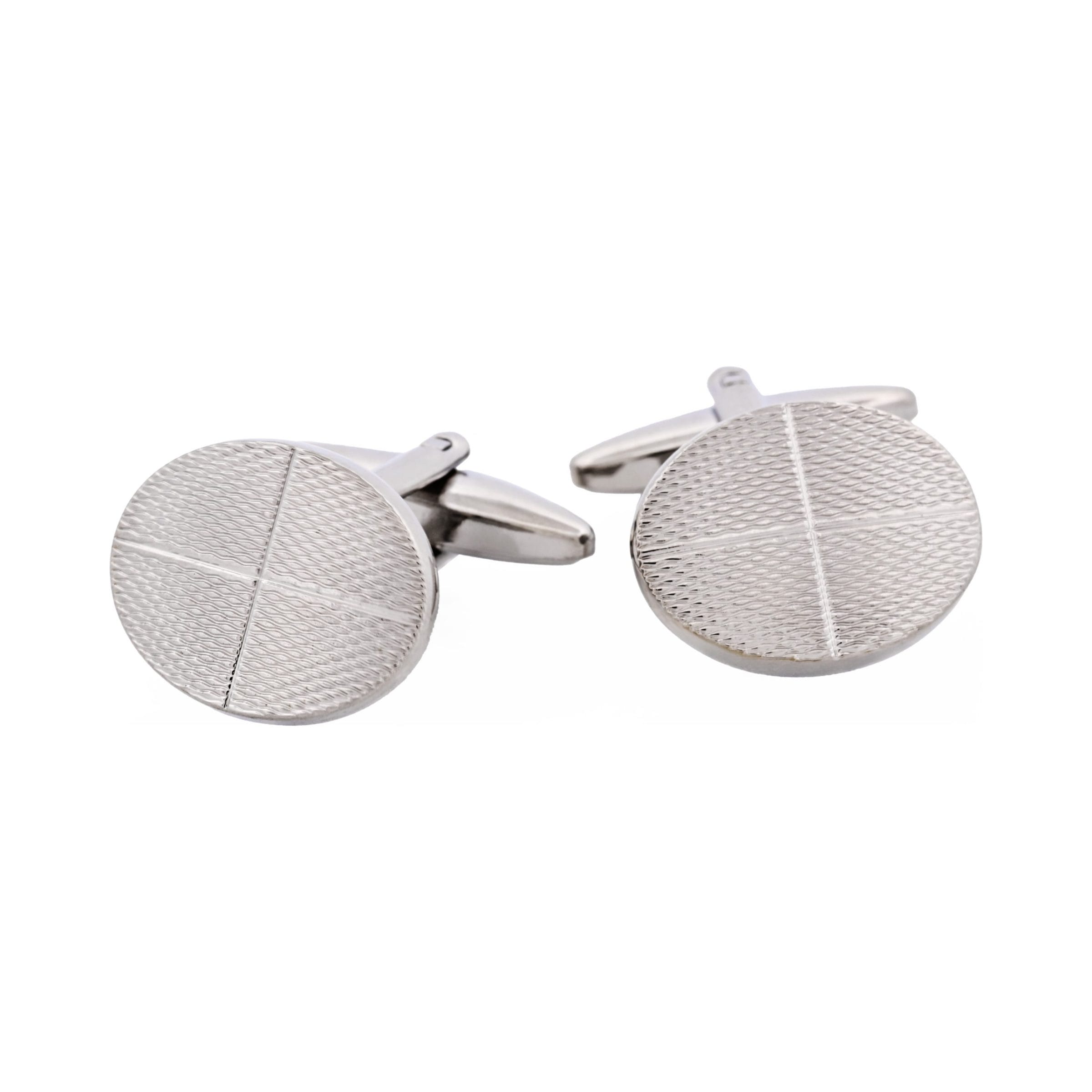 Rhodium Patterned Plated Oval Cufflinks