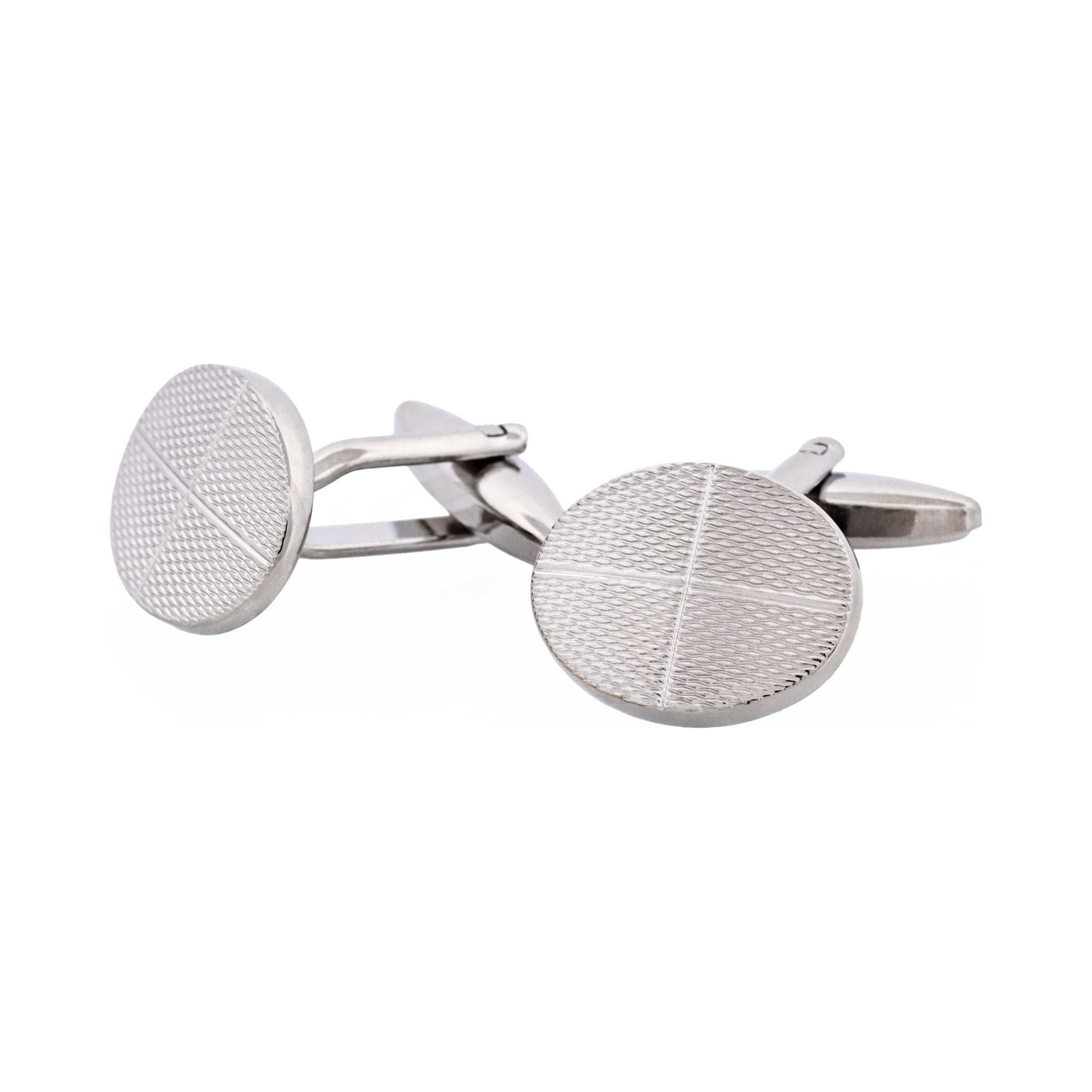 Rhodium Patterned Plated Oval Cufflinks