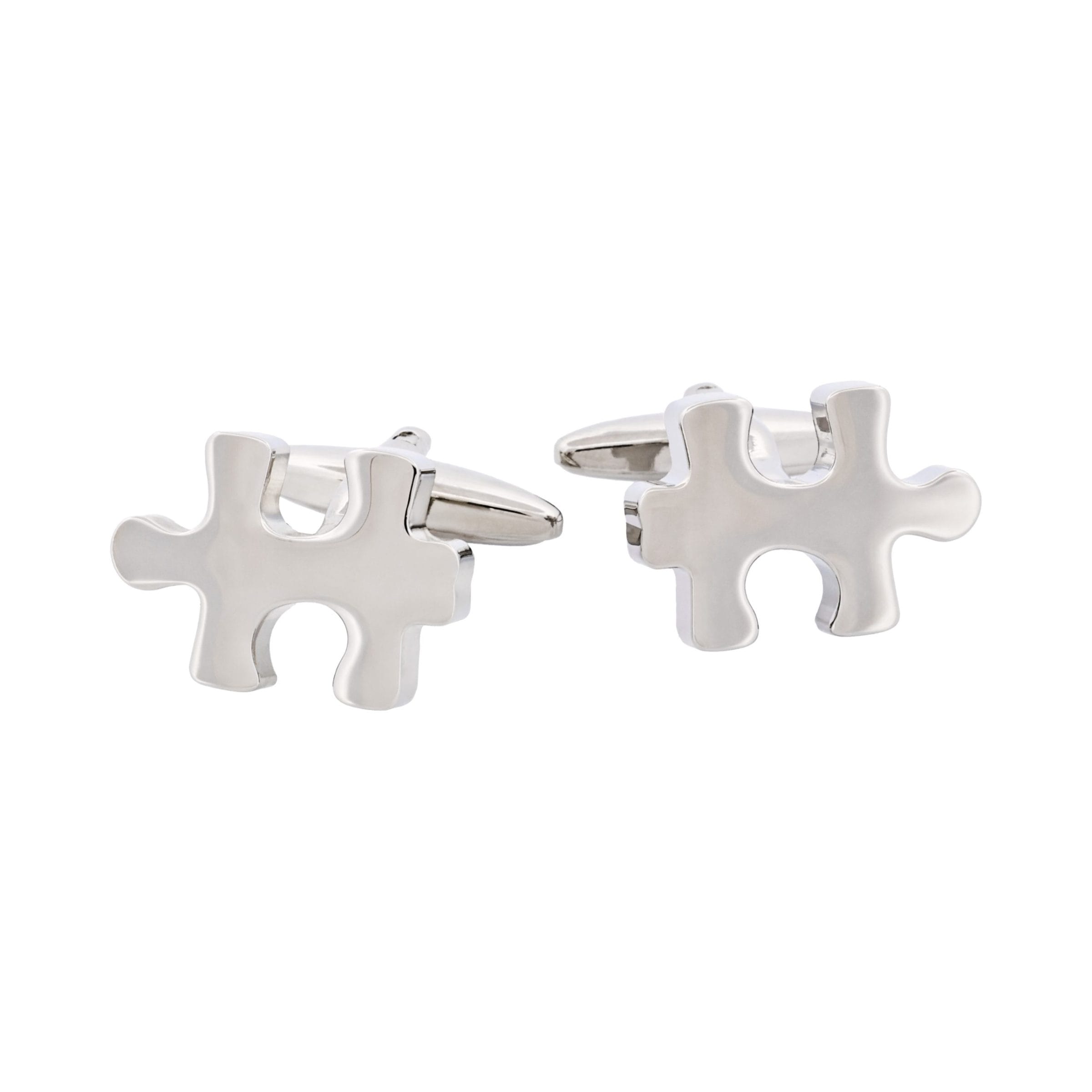 Rhodium Plated Jigsaw Cufflinks