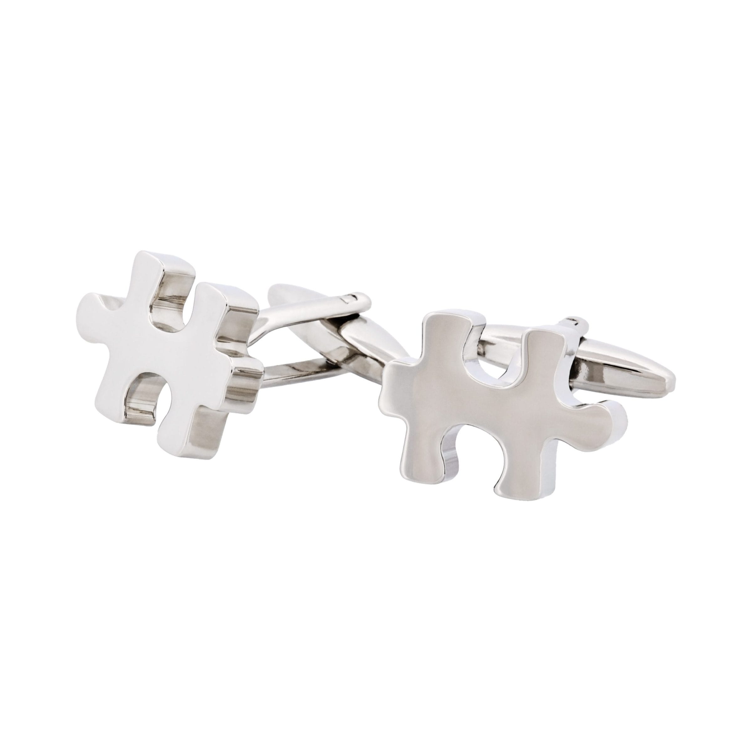 Rhodium Plated Jigsaw Cufflinks
