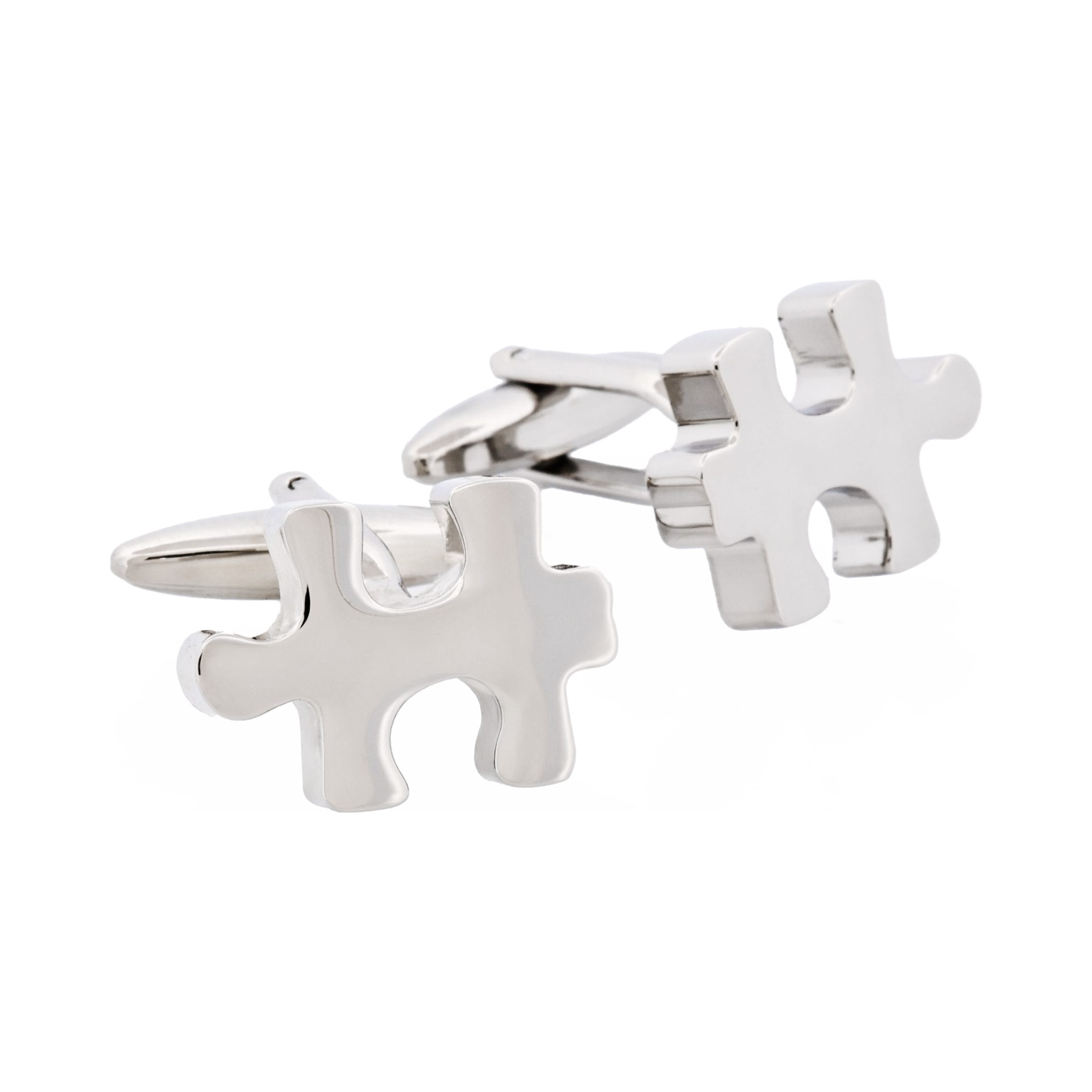 Rhodium Plated Jigsaw Cufflinks