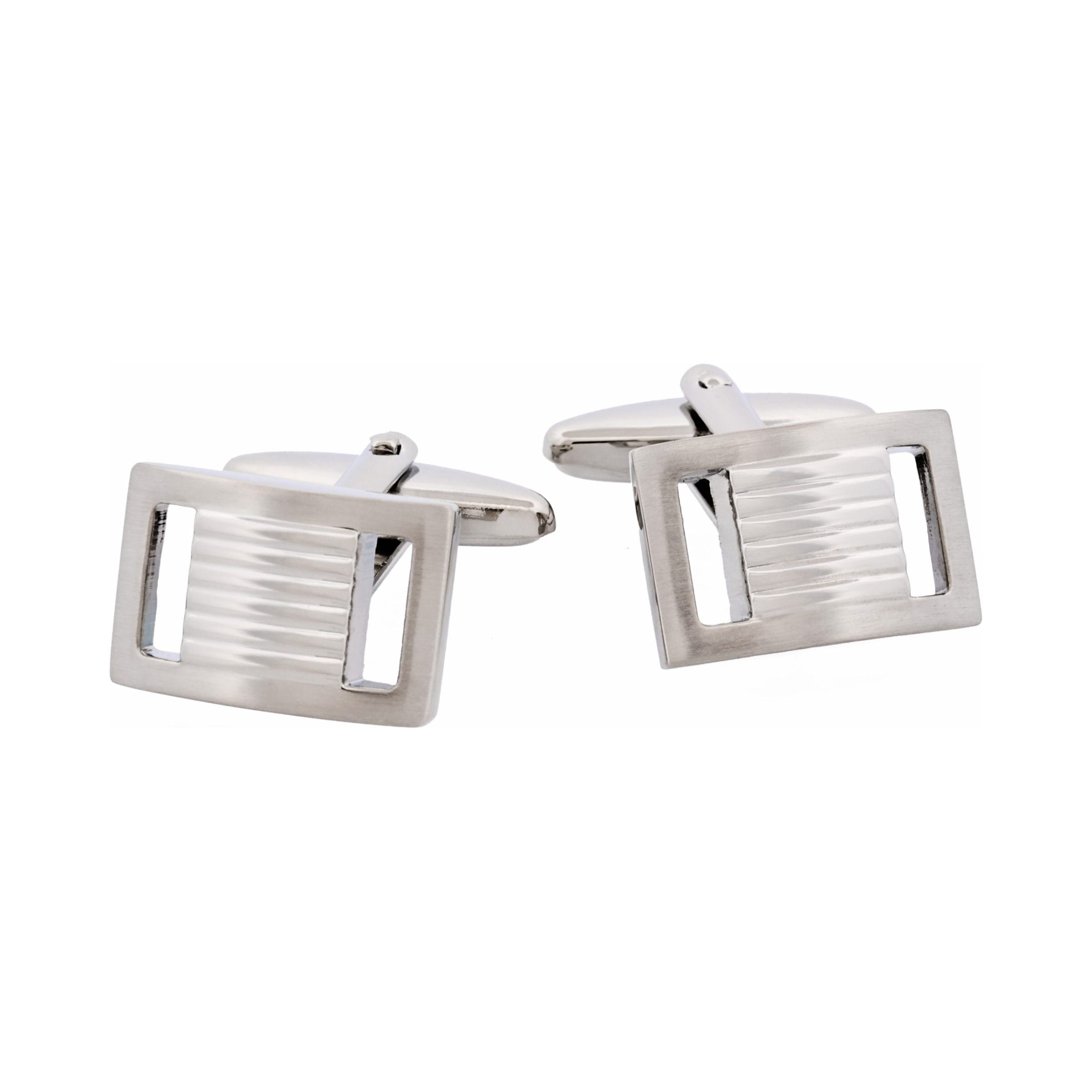 Rhodium Plated Cutout Side Cufflinks