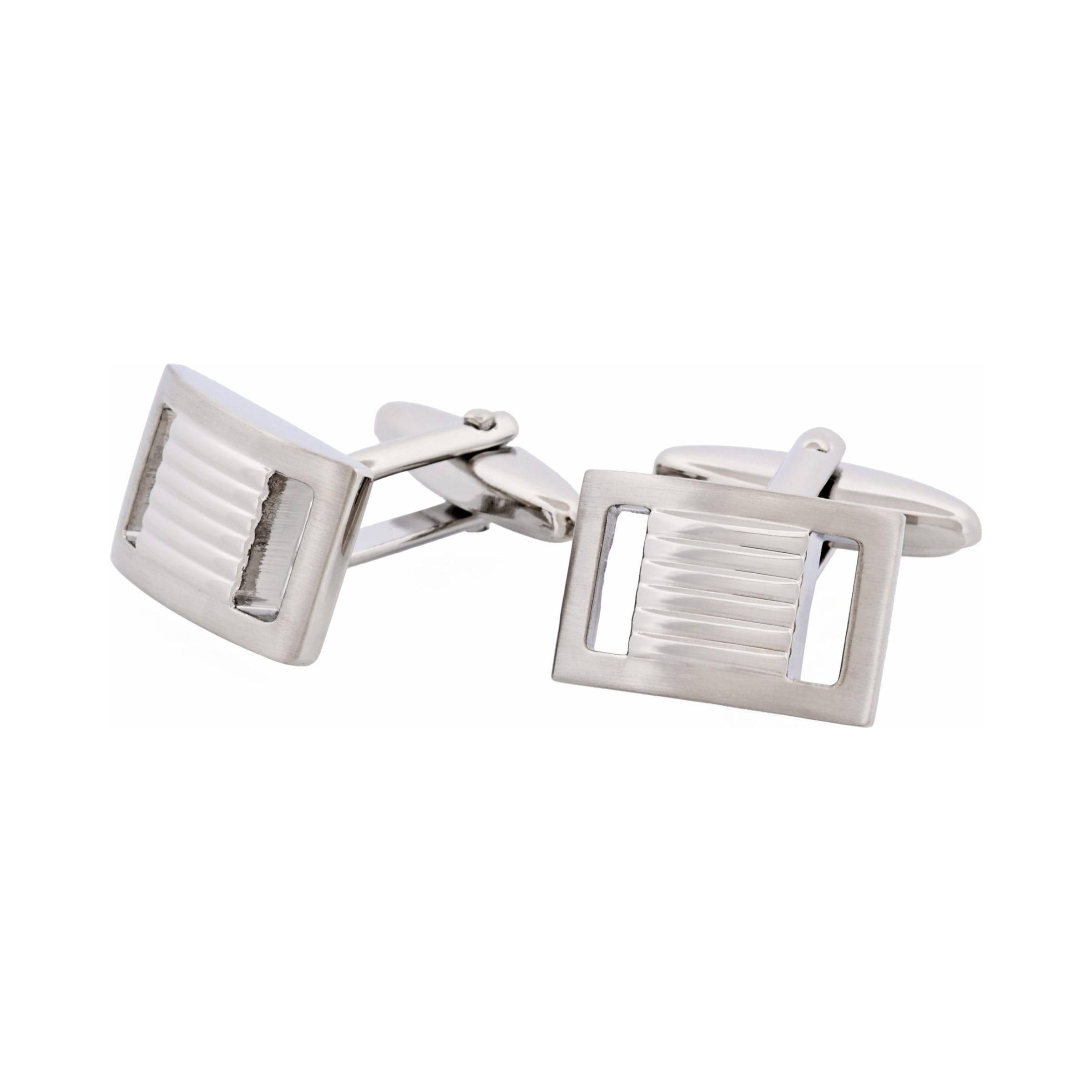 Rhodium Plated Cutout Side Cufflinks