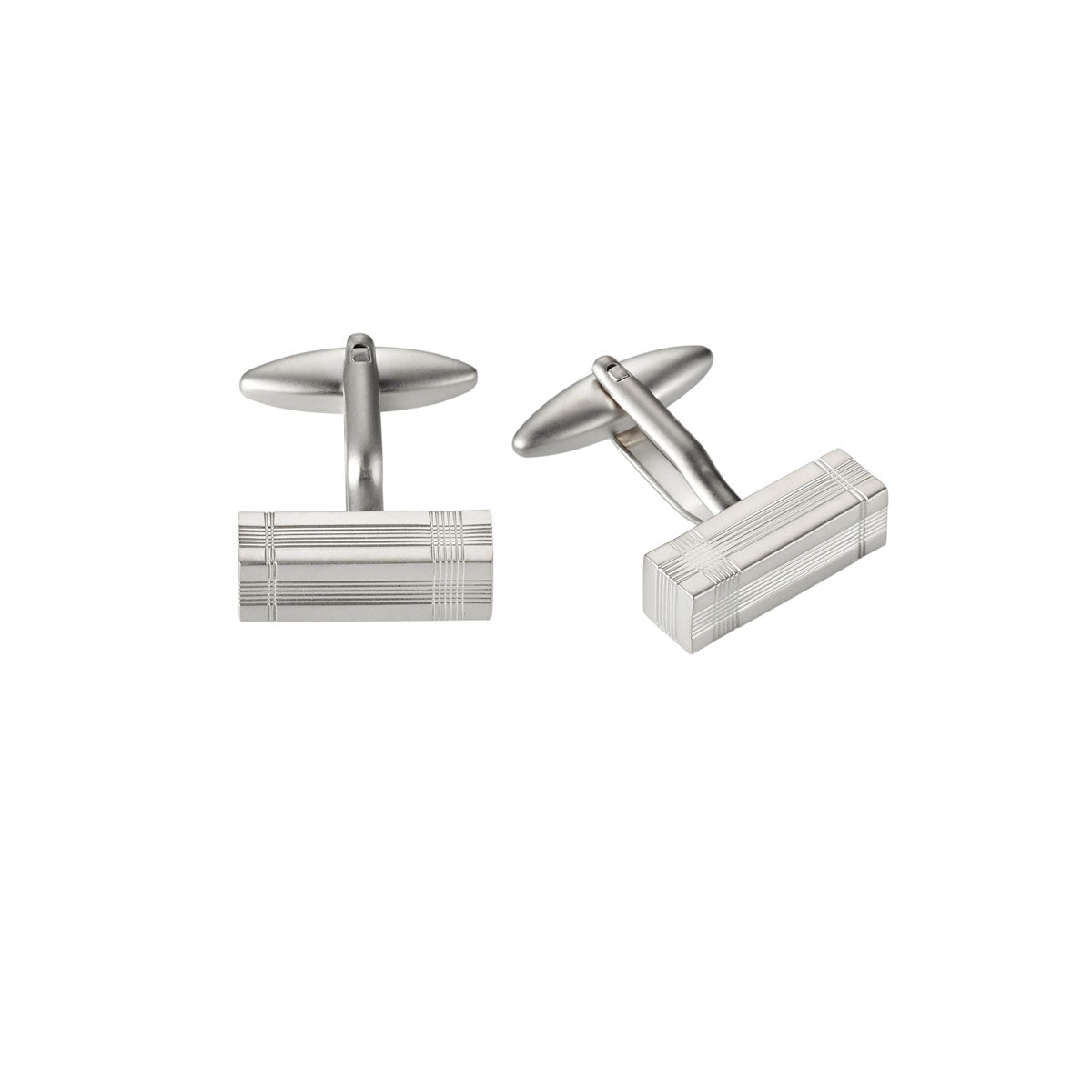 Small Rectangle Pearl Rhodium Cufflinks