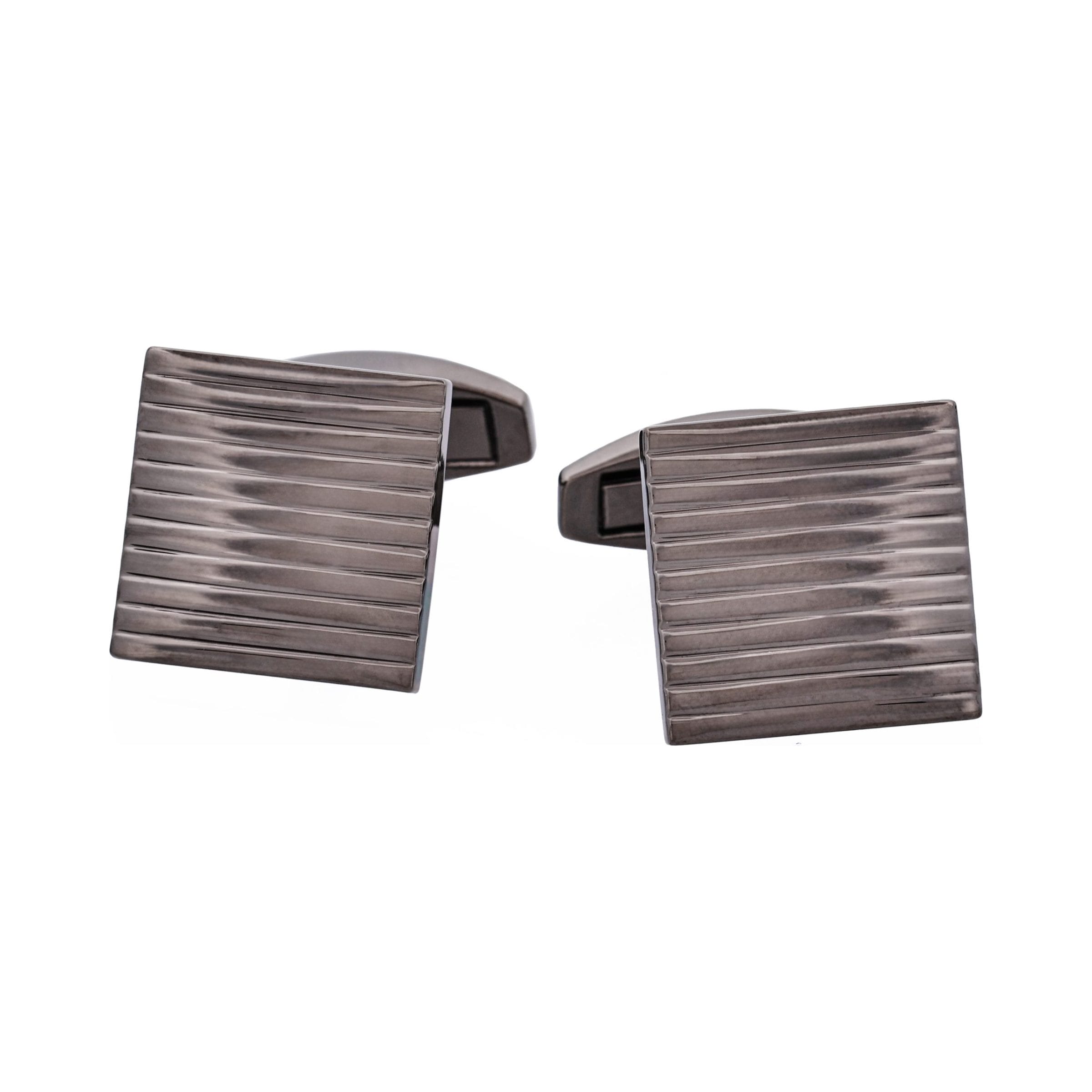 Gun Metal Self Striped Plated Cufflinks