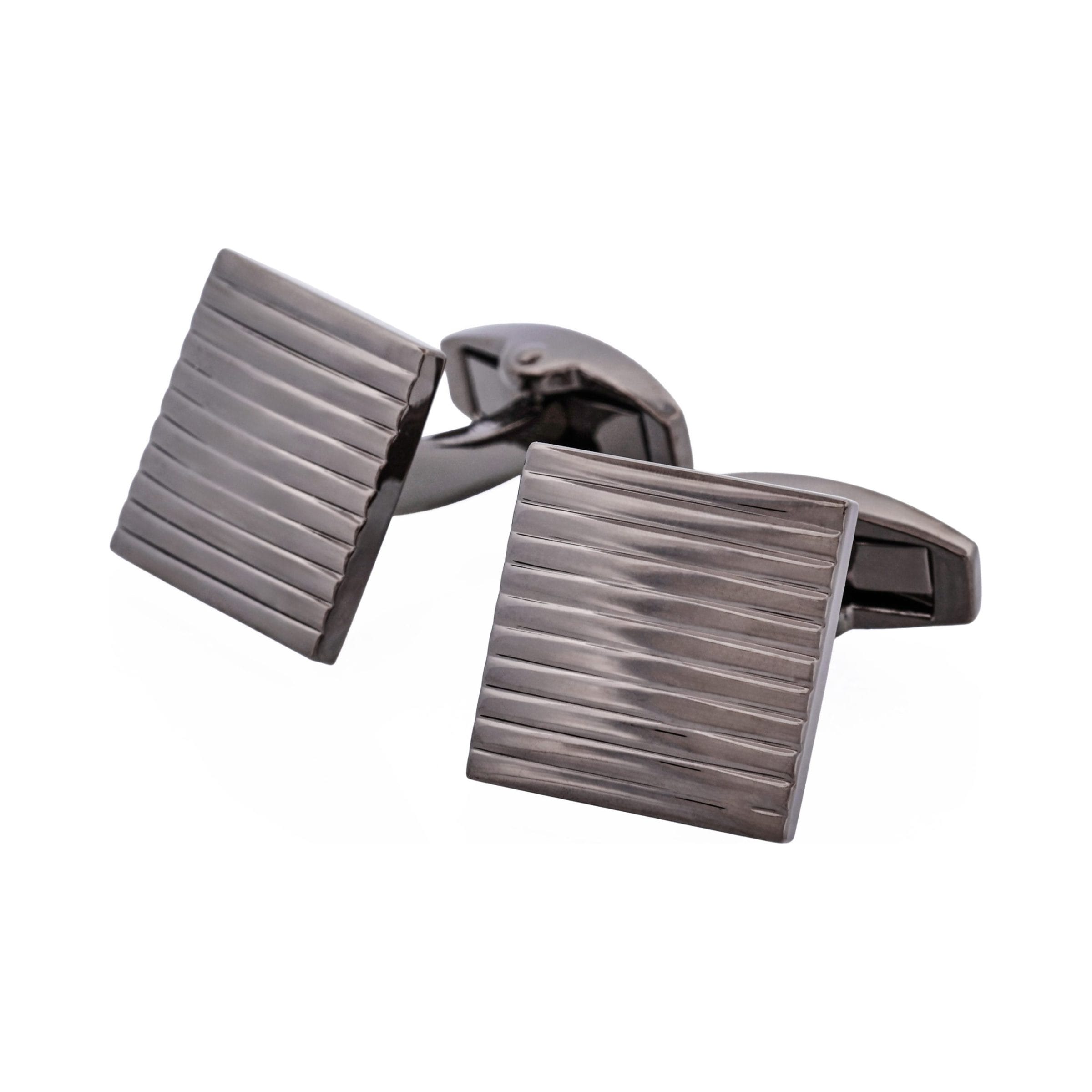 Gun Metal Self Striped Plated Cufflinks