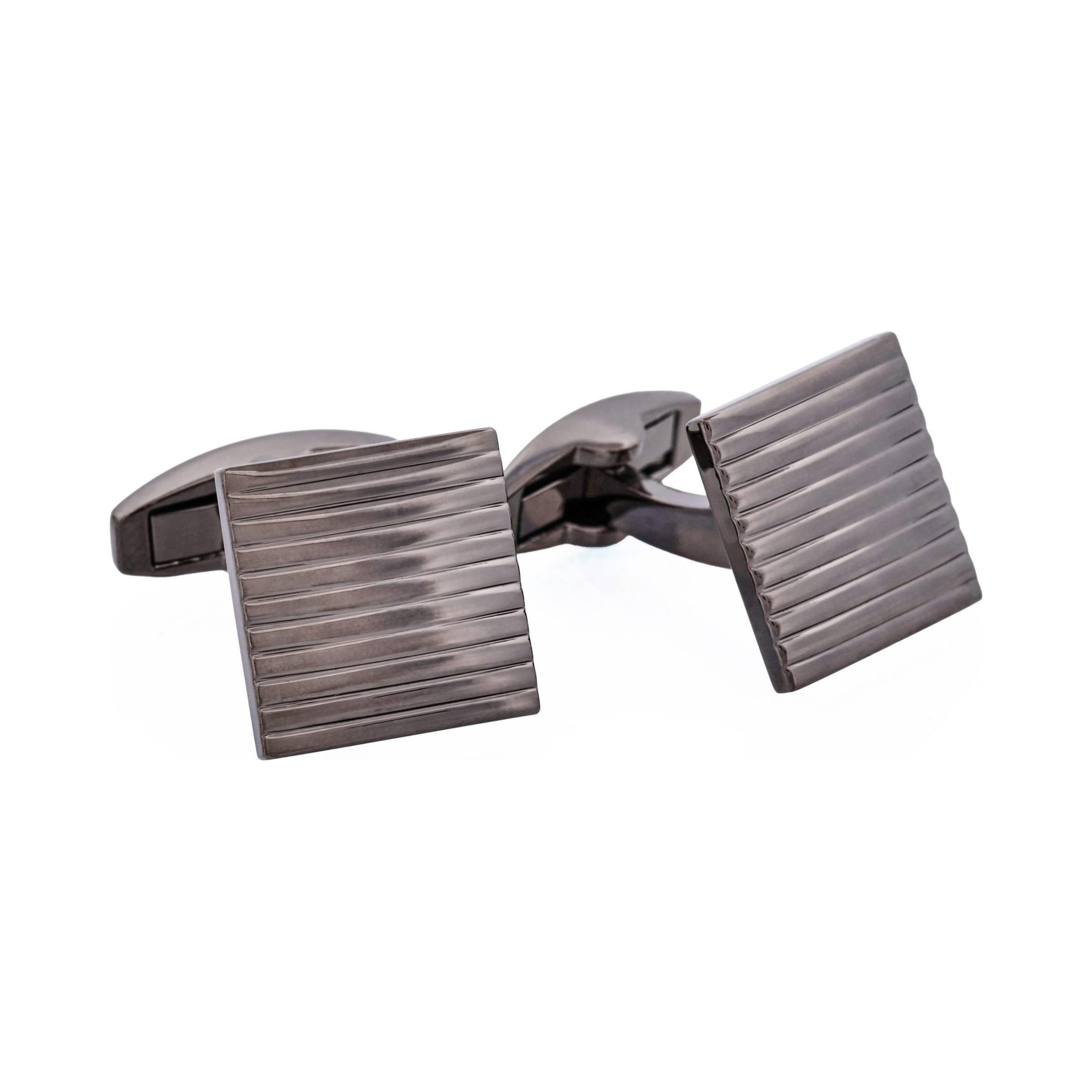 Gun Metal Self Striped Plated Cufflinks