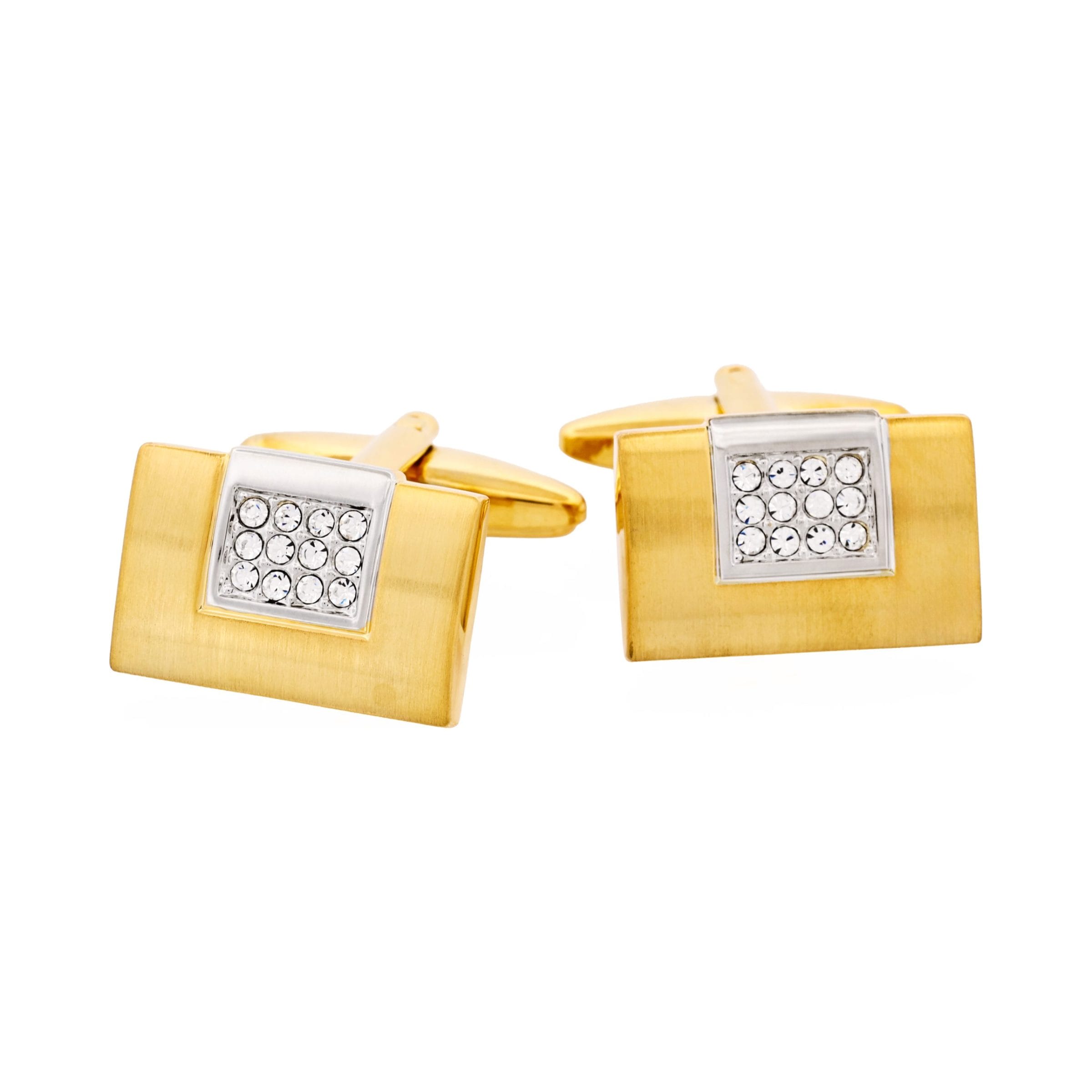 Brushed Gold Plated & Crystal Cufflinks