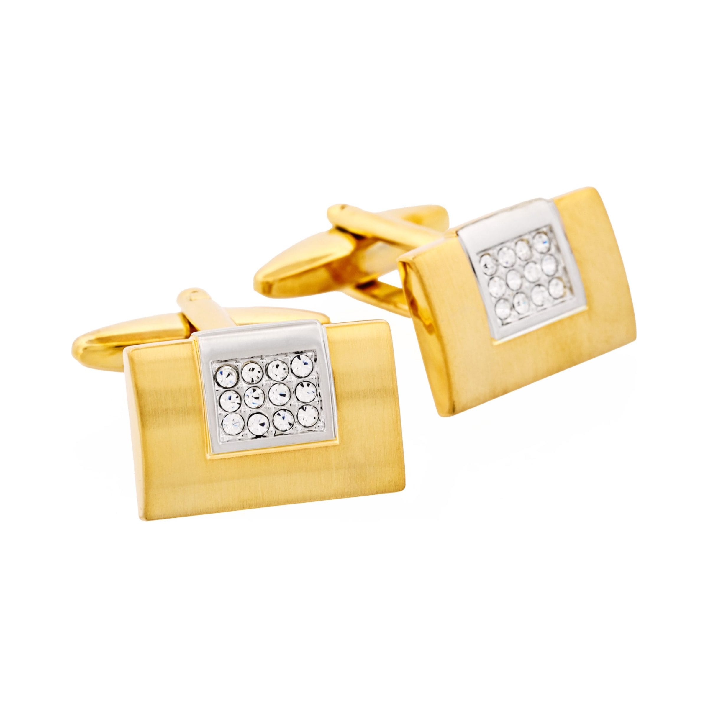 Brushed Gold Plated & Crystal Cufflinks