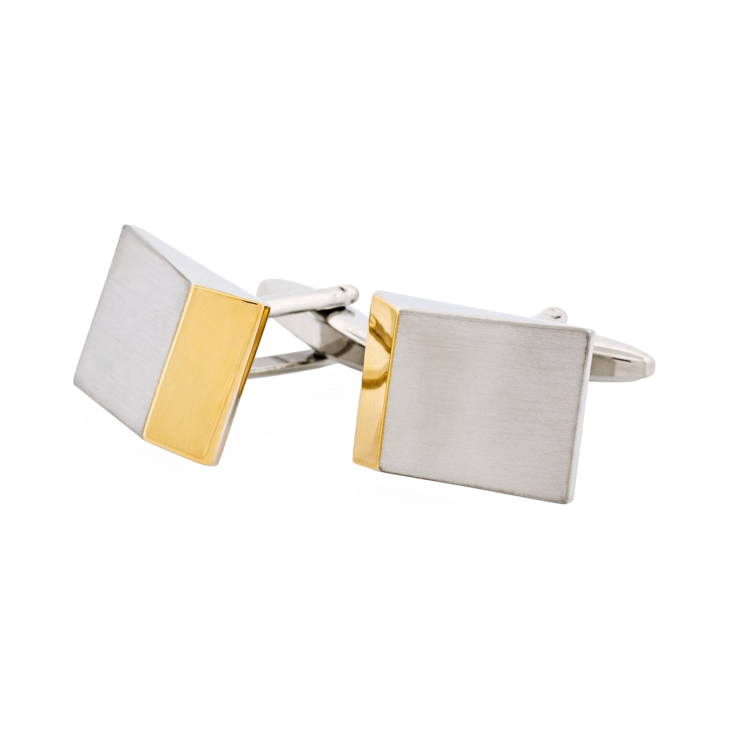 Brushed Rhodium & Gold Wedge Shape Plated Cuffinks