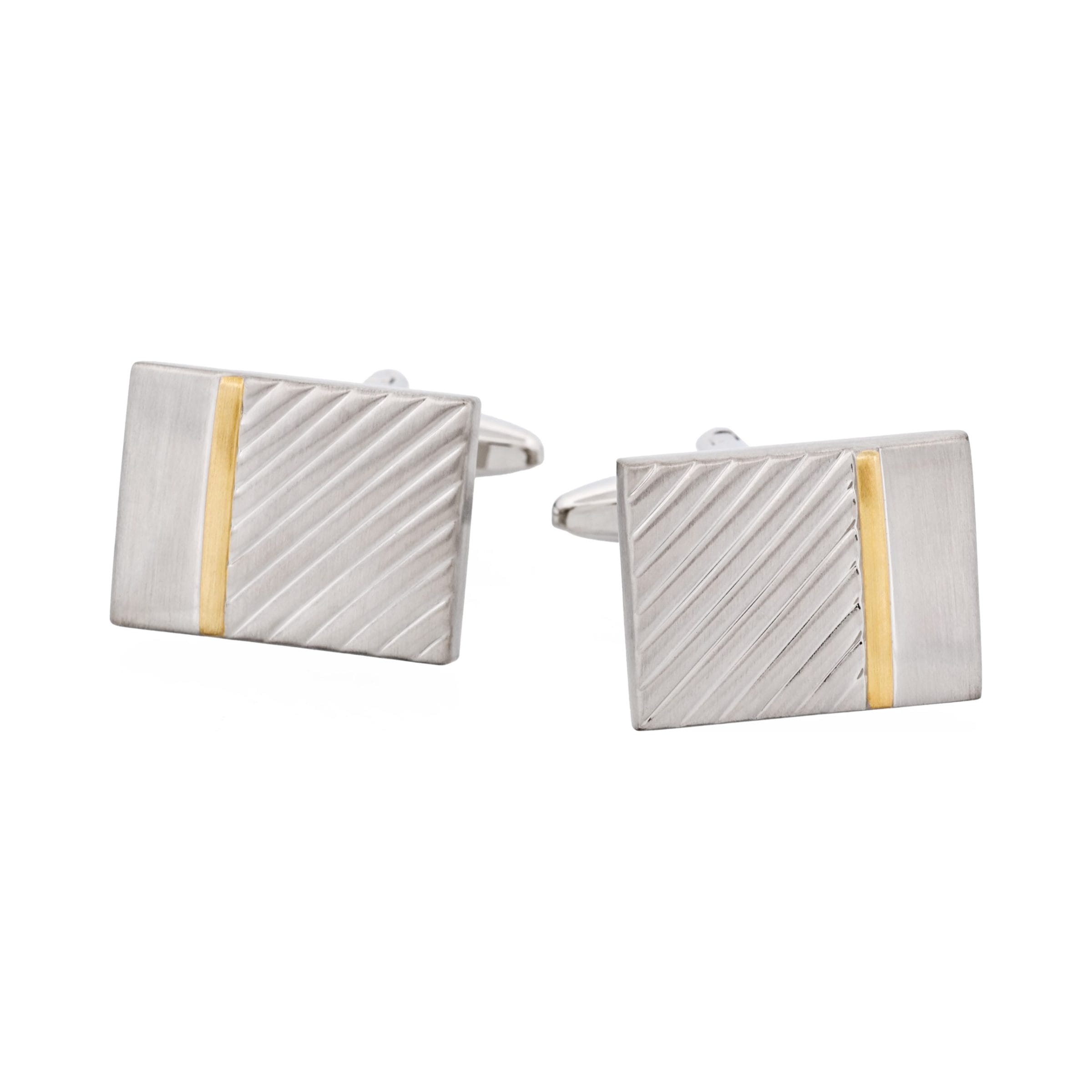 Brushed Rhodium & Brushed Gold Stripe Cufflinks