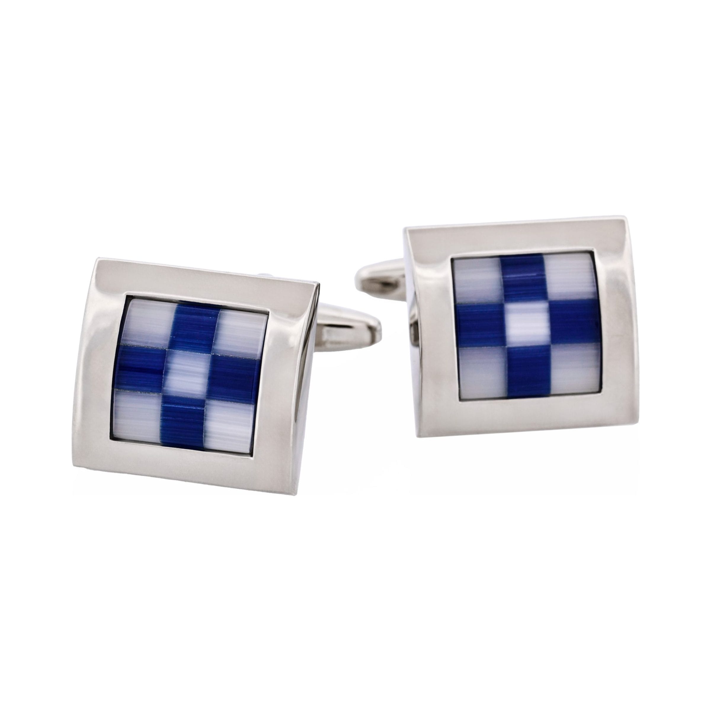 Navy & White Check Cat's Eye Cufflinks