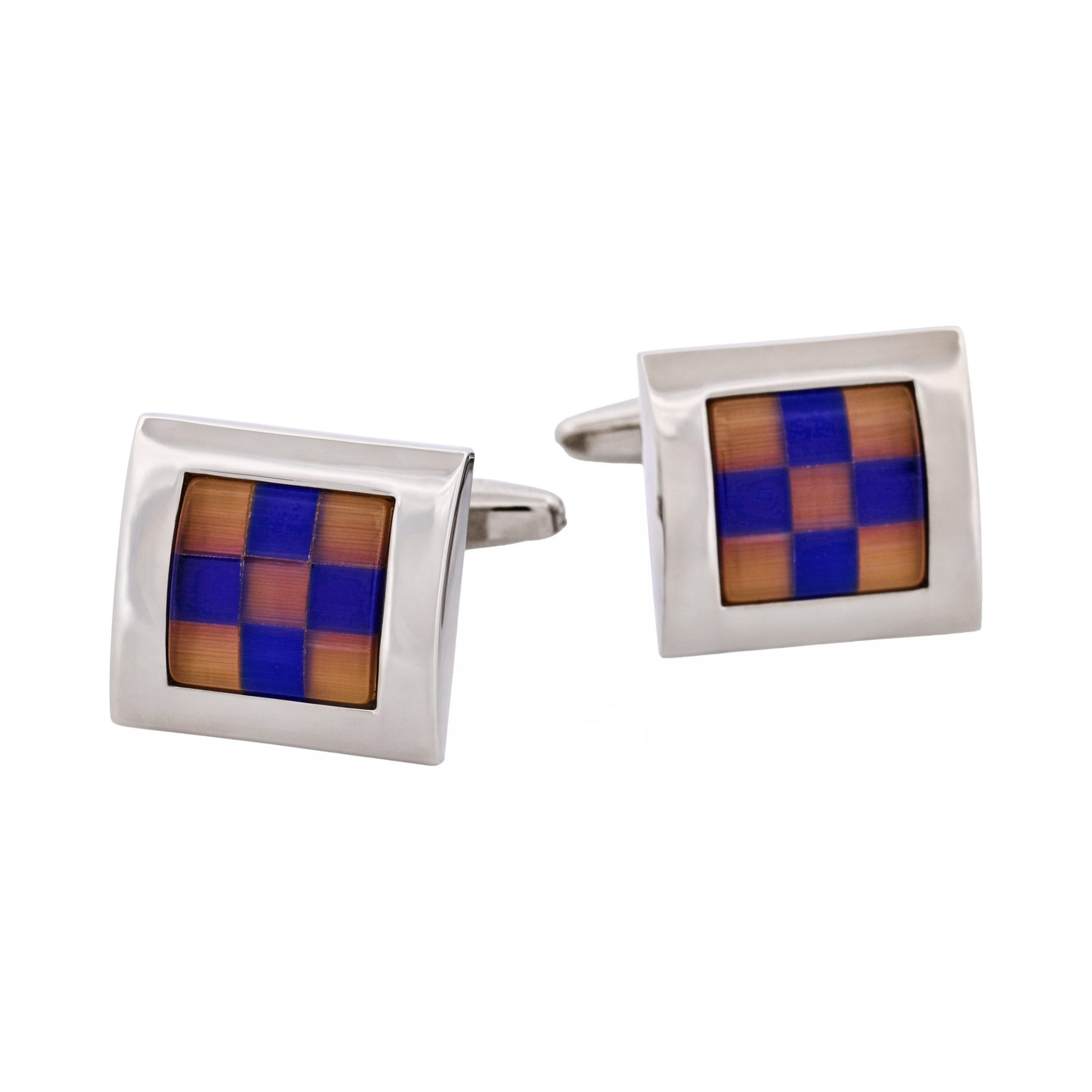 Orange Navy Check Cufflinks