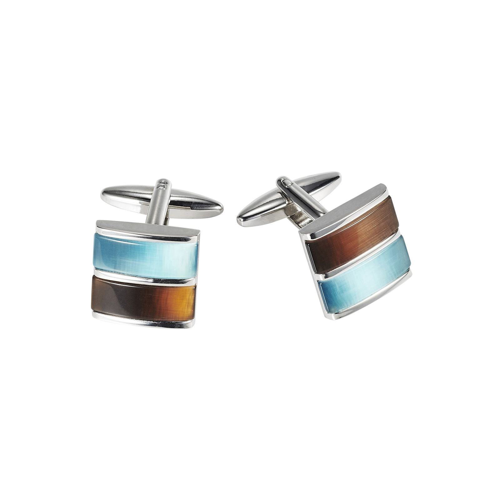 Aqua Brown Cat's Eye Cufflinks