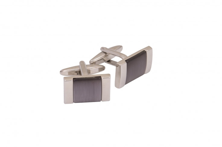 Rhodium Plated Purple Cat's Eye Square Cufflinks