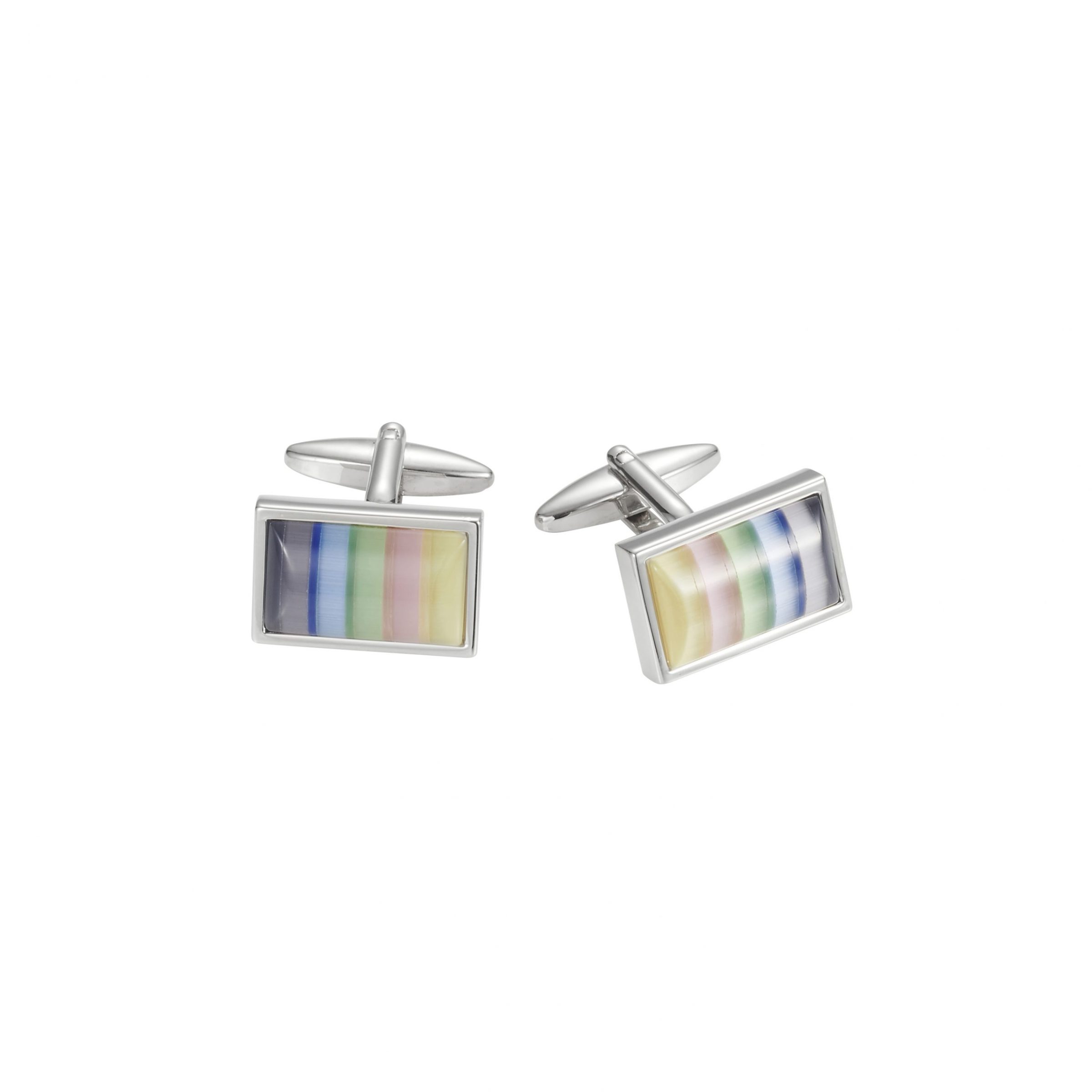 Multi Coloured Striped Cat's Eye Cufflinks