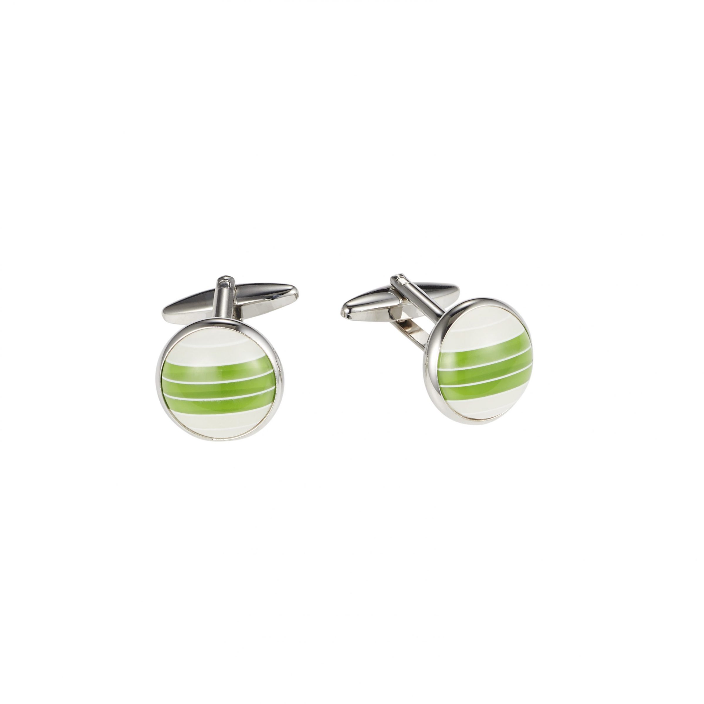 White & Green Ball Cat's Eye Cufflinks