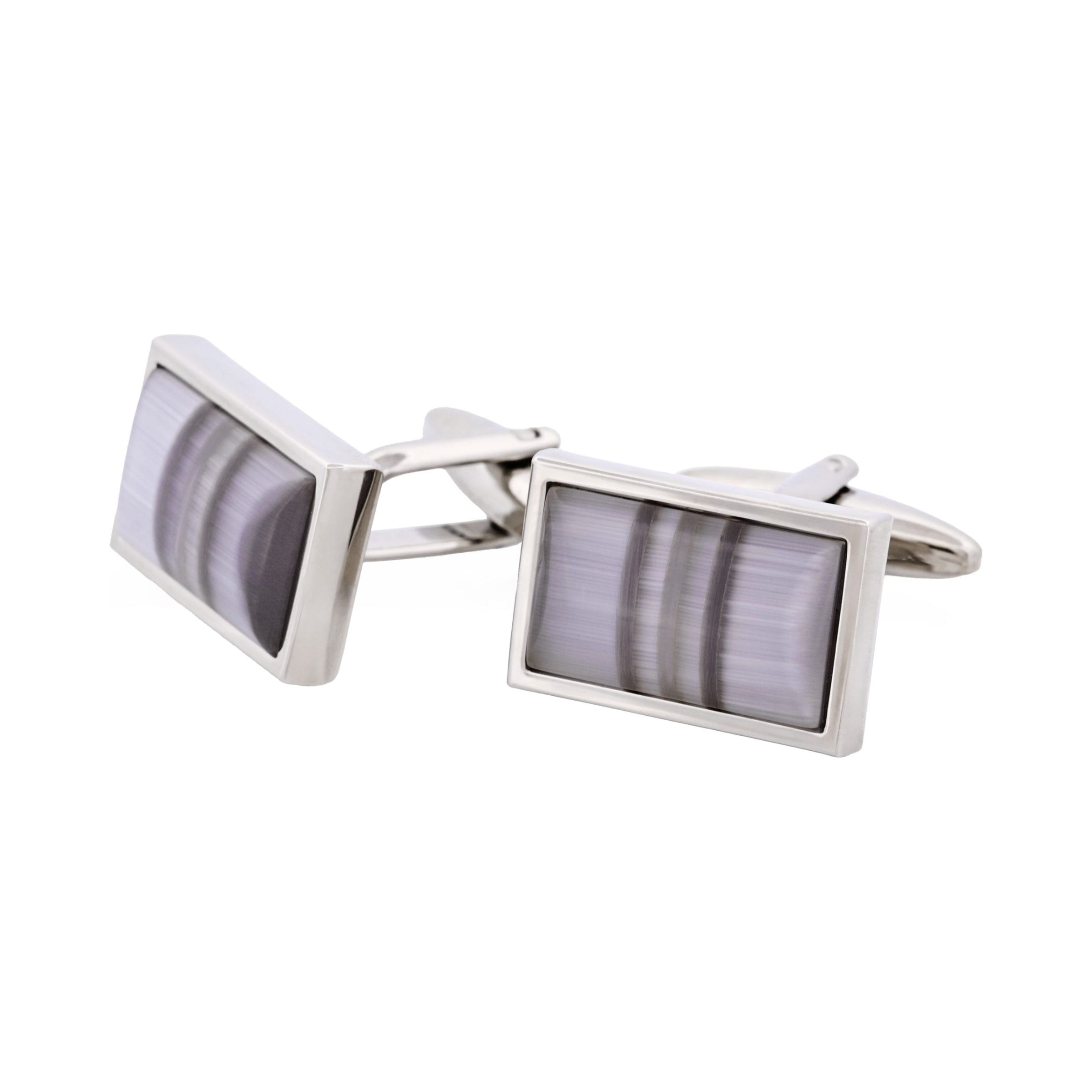 Multi Coloured Grey Striped Cat's Eye Cufflinks