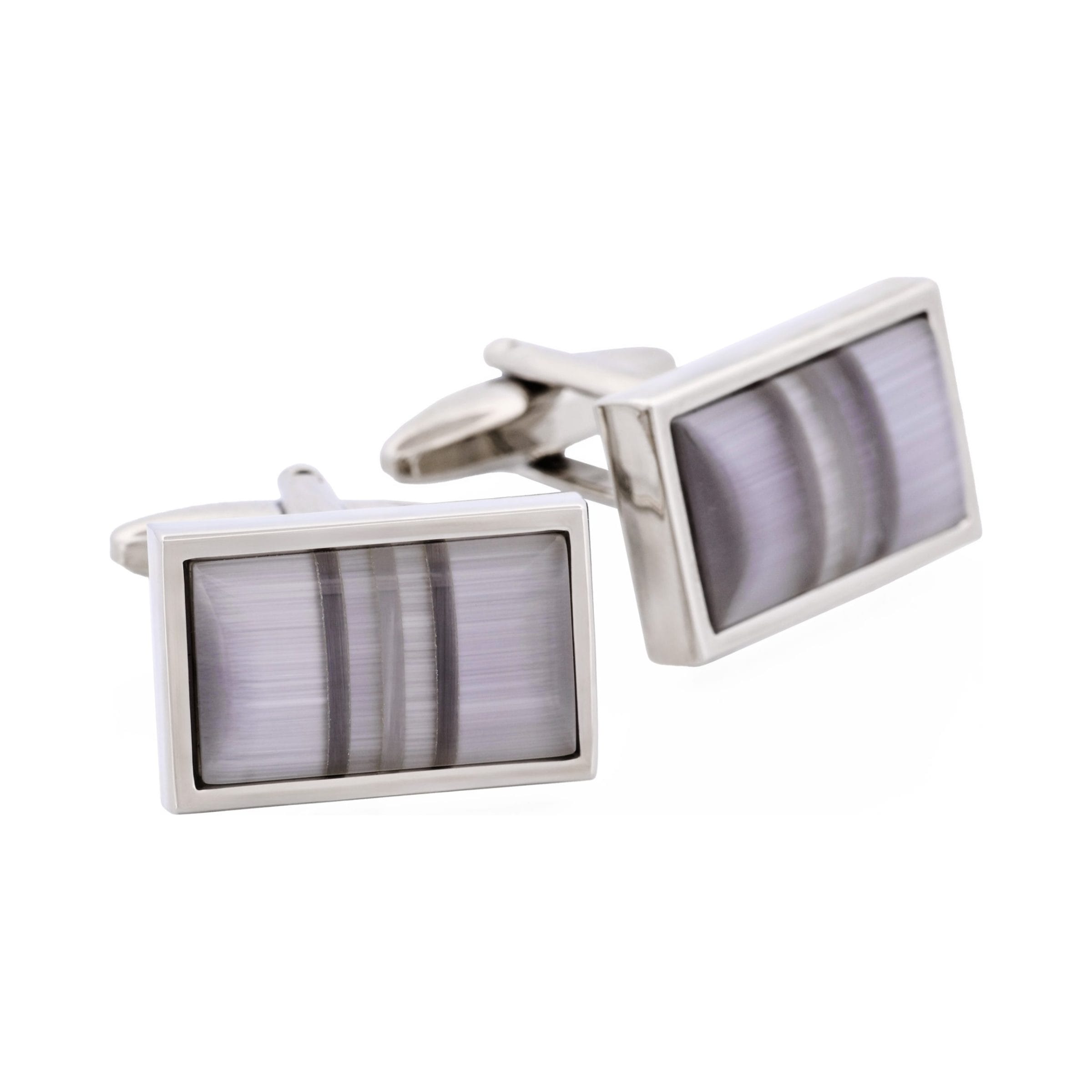 Multi Coloured Grey Striped Cat's Eye Cufflinks