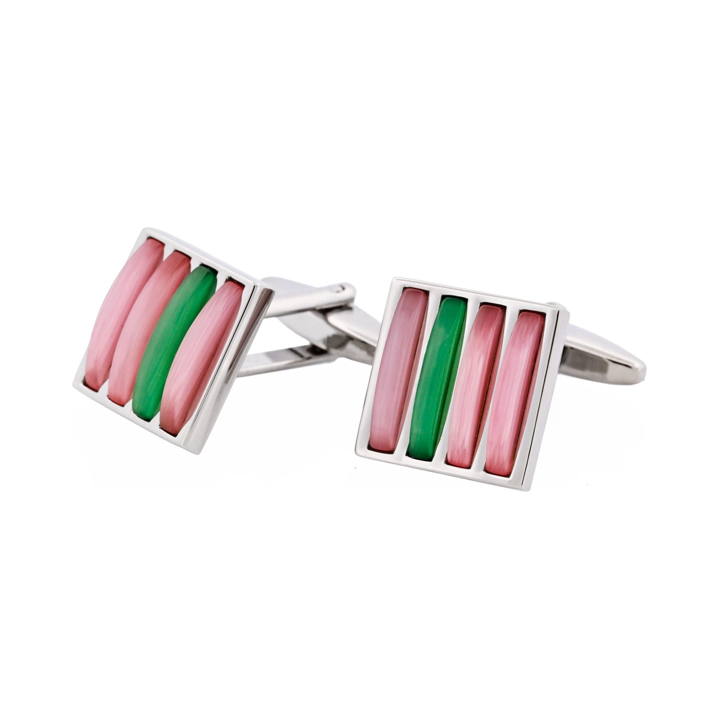 Purple & Green Cat's Eye Striped Cufflinks