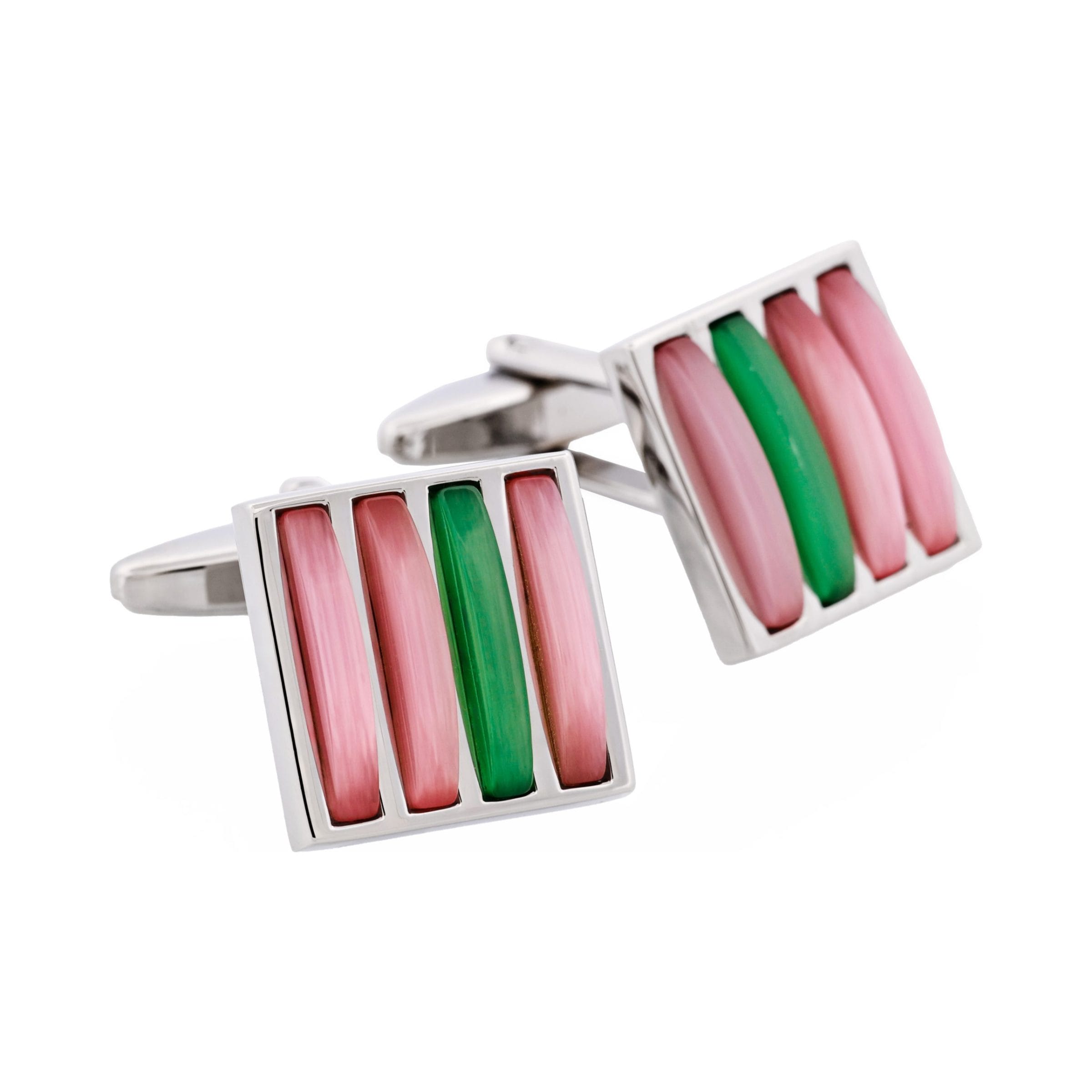 Purple & Green Cat's Eye Striped Cufflinks
