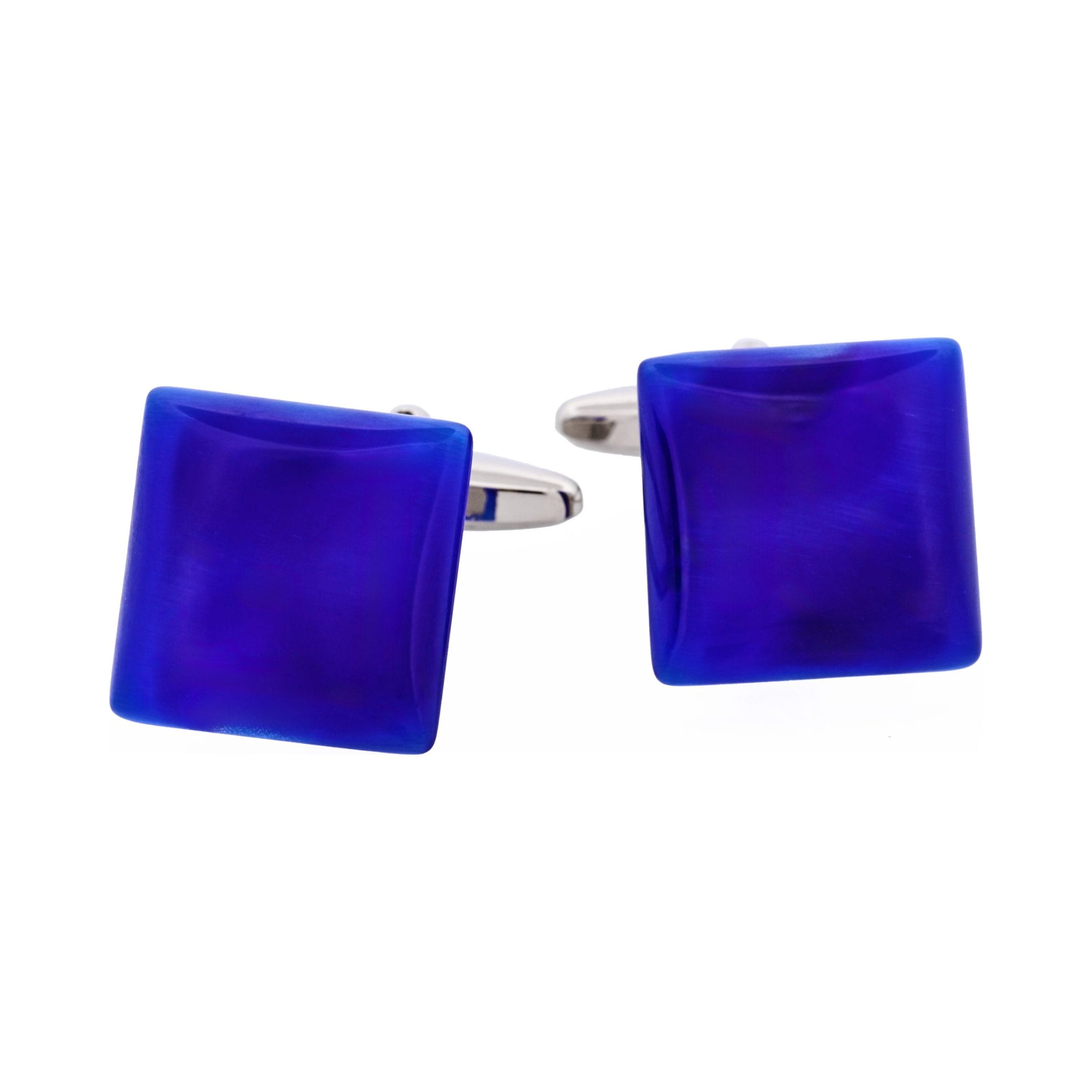 Cobalt Blue Square Cat's Eye Cufflinks