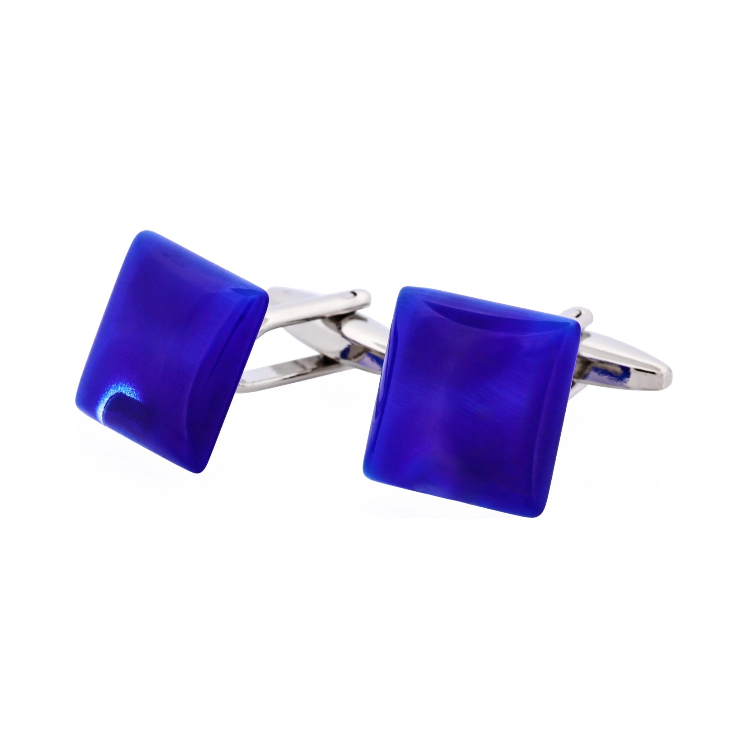 Cobalt Blue Square Cat's Eye Cufflinks