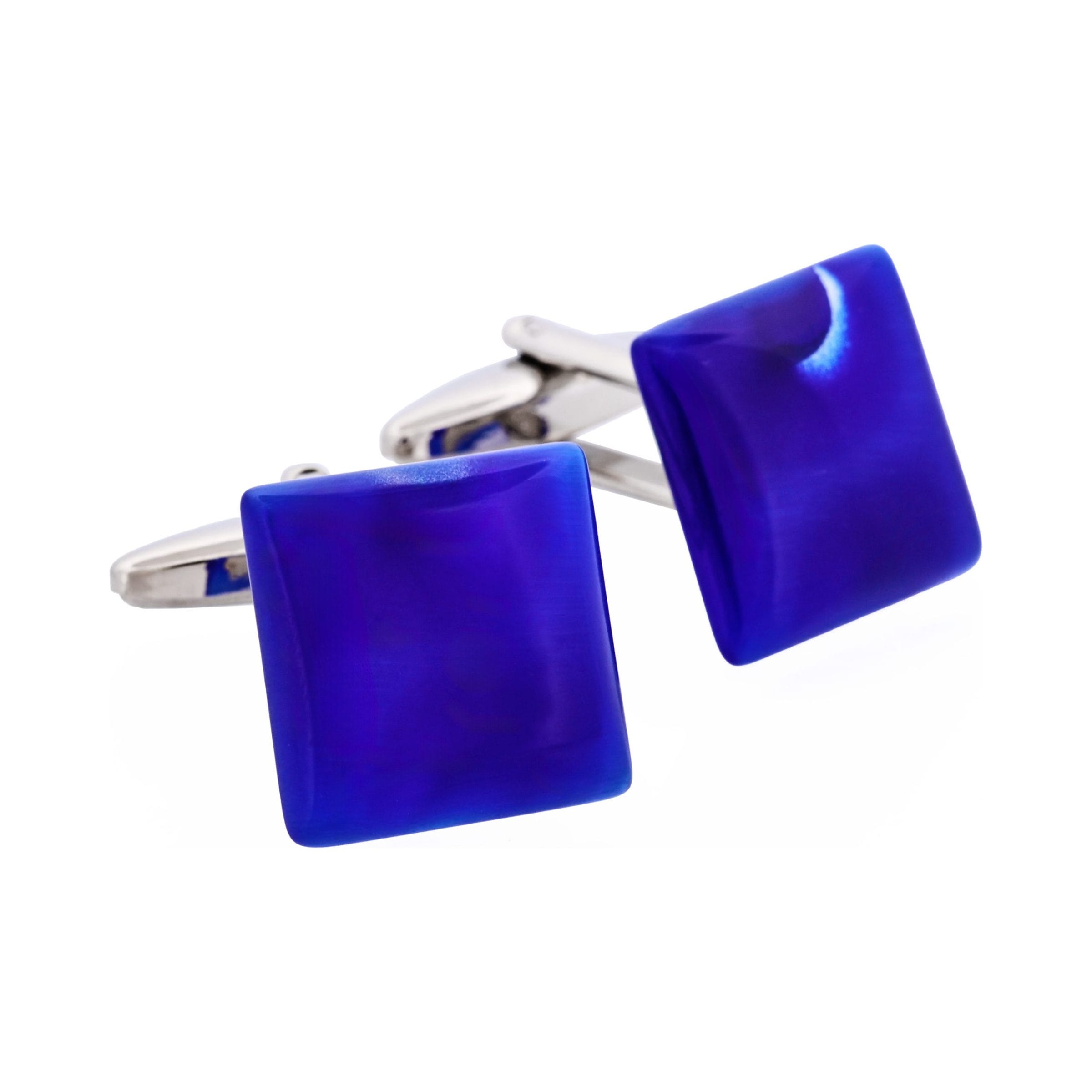 Cobalt Blue Square Cat's Eye Cufflinks