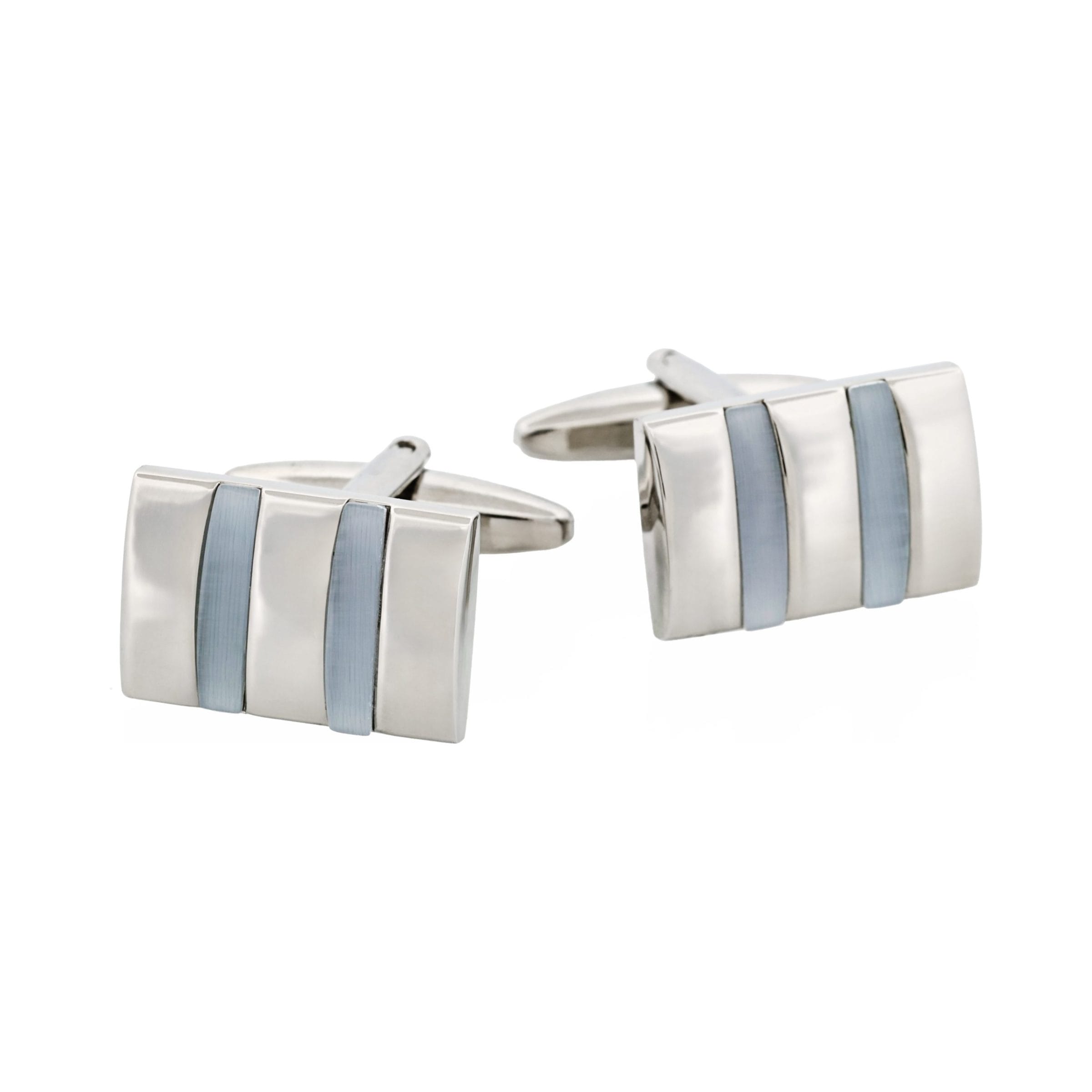 Rhodium & Light Grey Cat's Eye Cufflinks