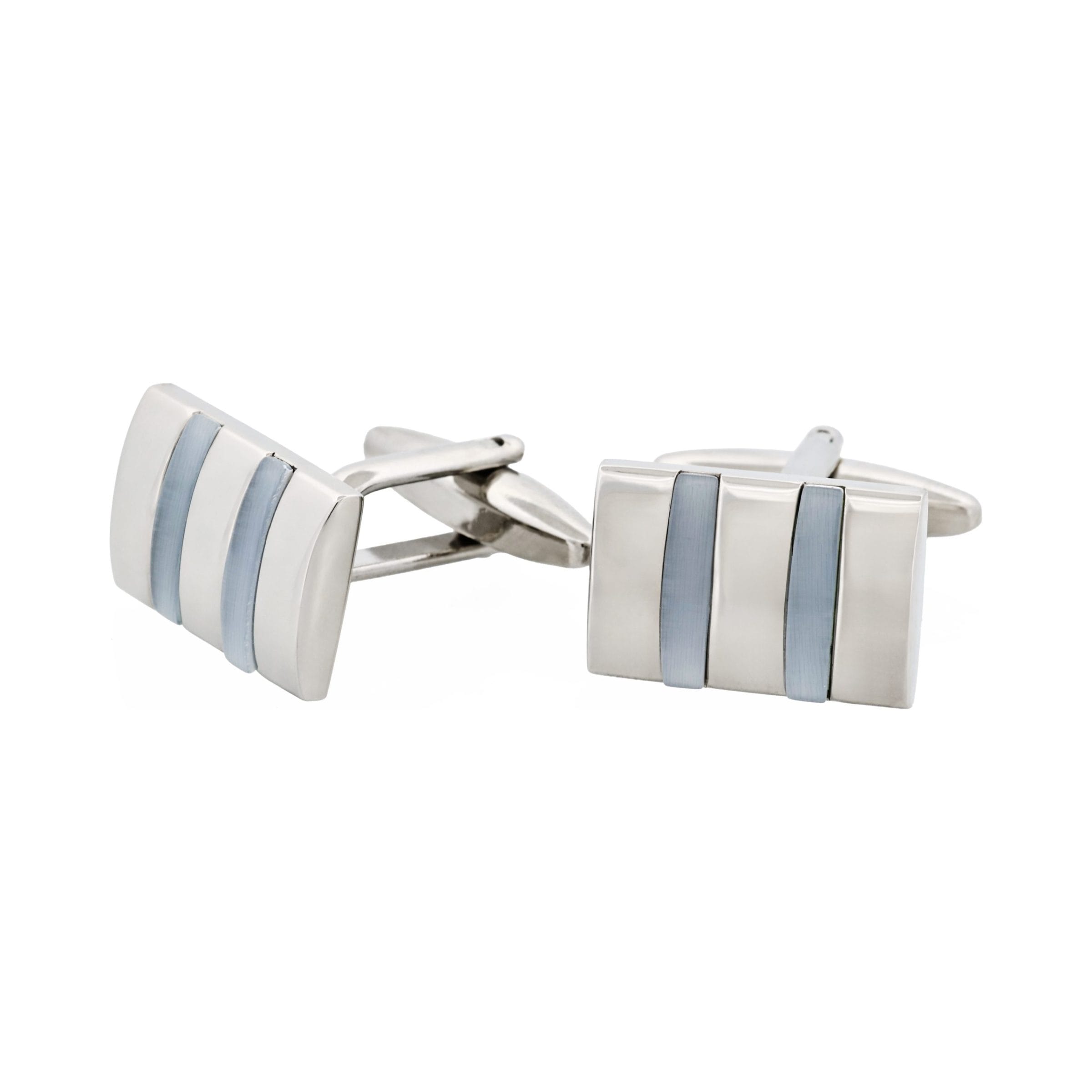 Rhodium & Light Grey Cat's Eye Cufflinks