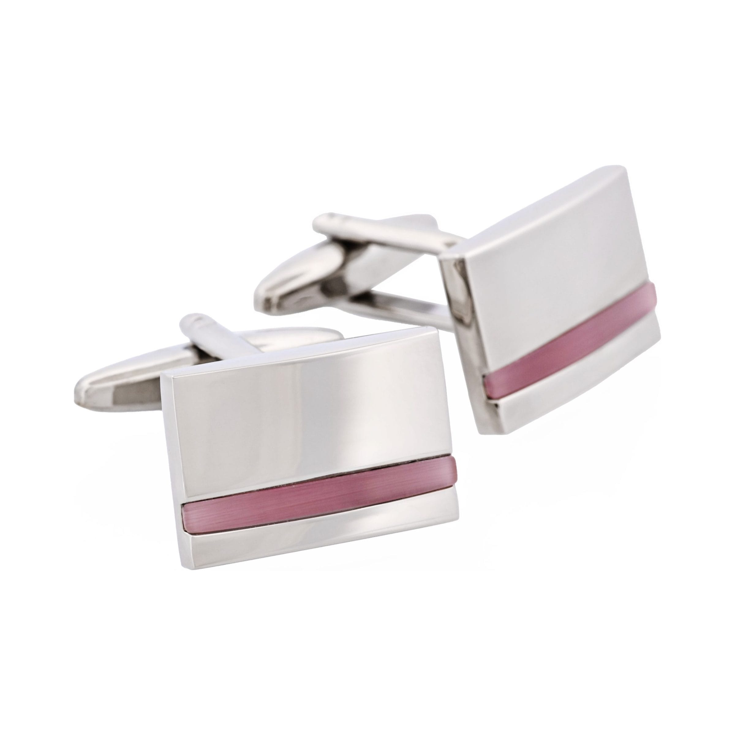 Rhodium & Lilac Cat's Eye Cufflinks