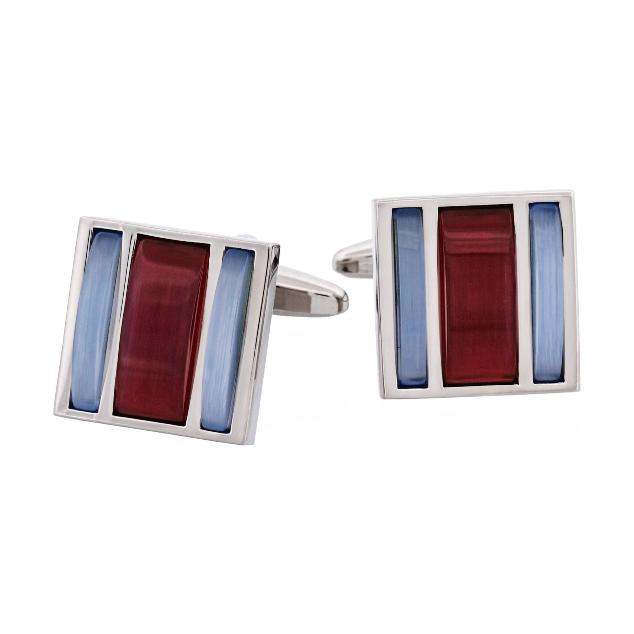 Blue & Maroon Striped Cat's Eye Cufflinks