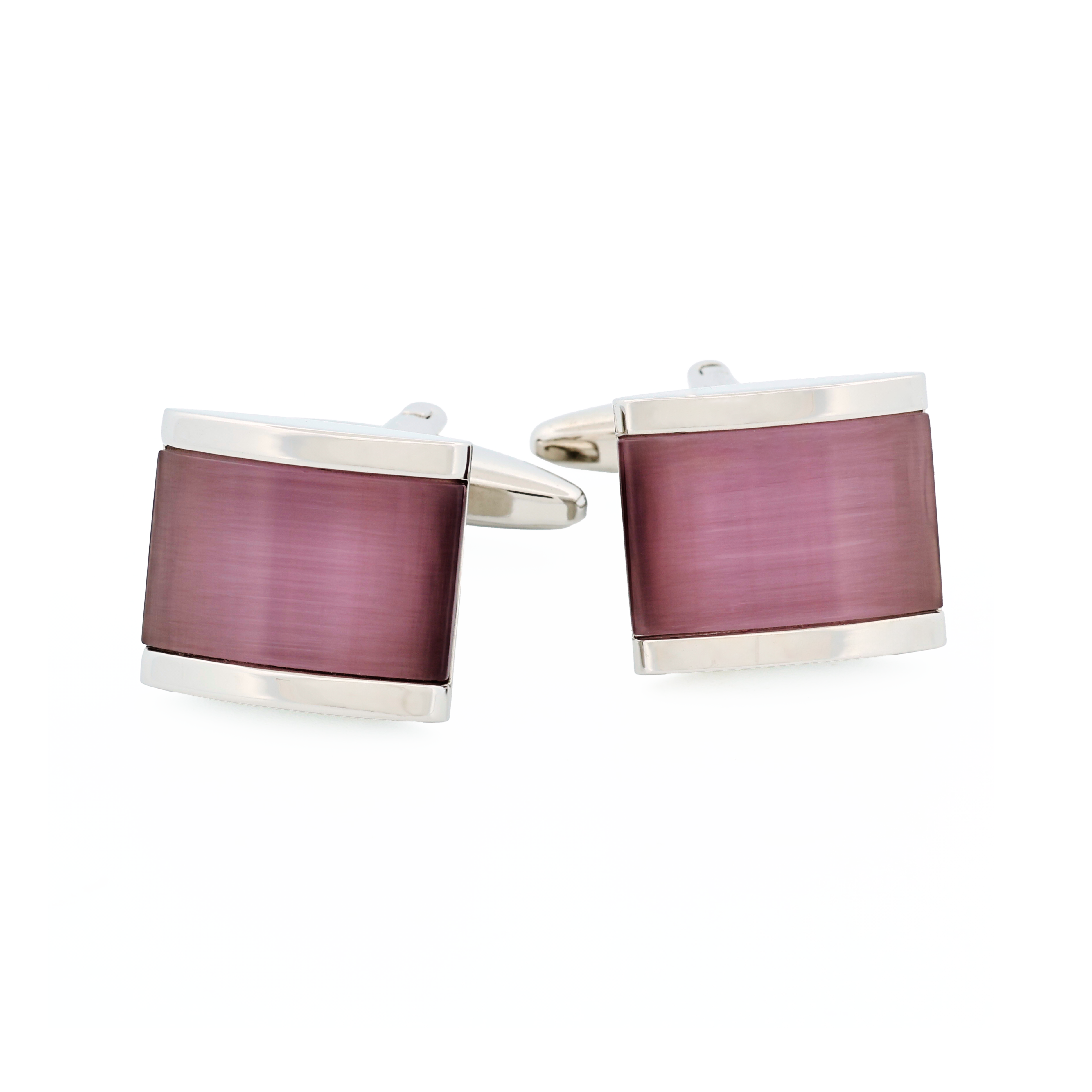Rhodium Lilac Cat's Eye Cufflinks