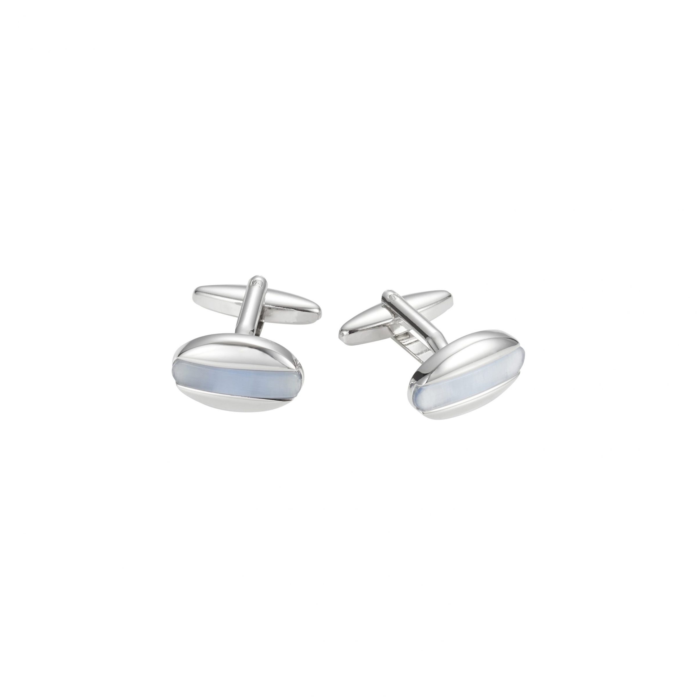 Sky Blue Cat's Eye Oval Cufflinks