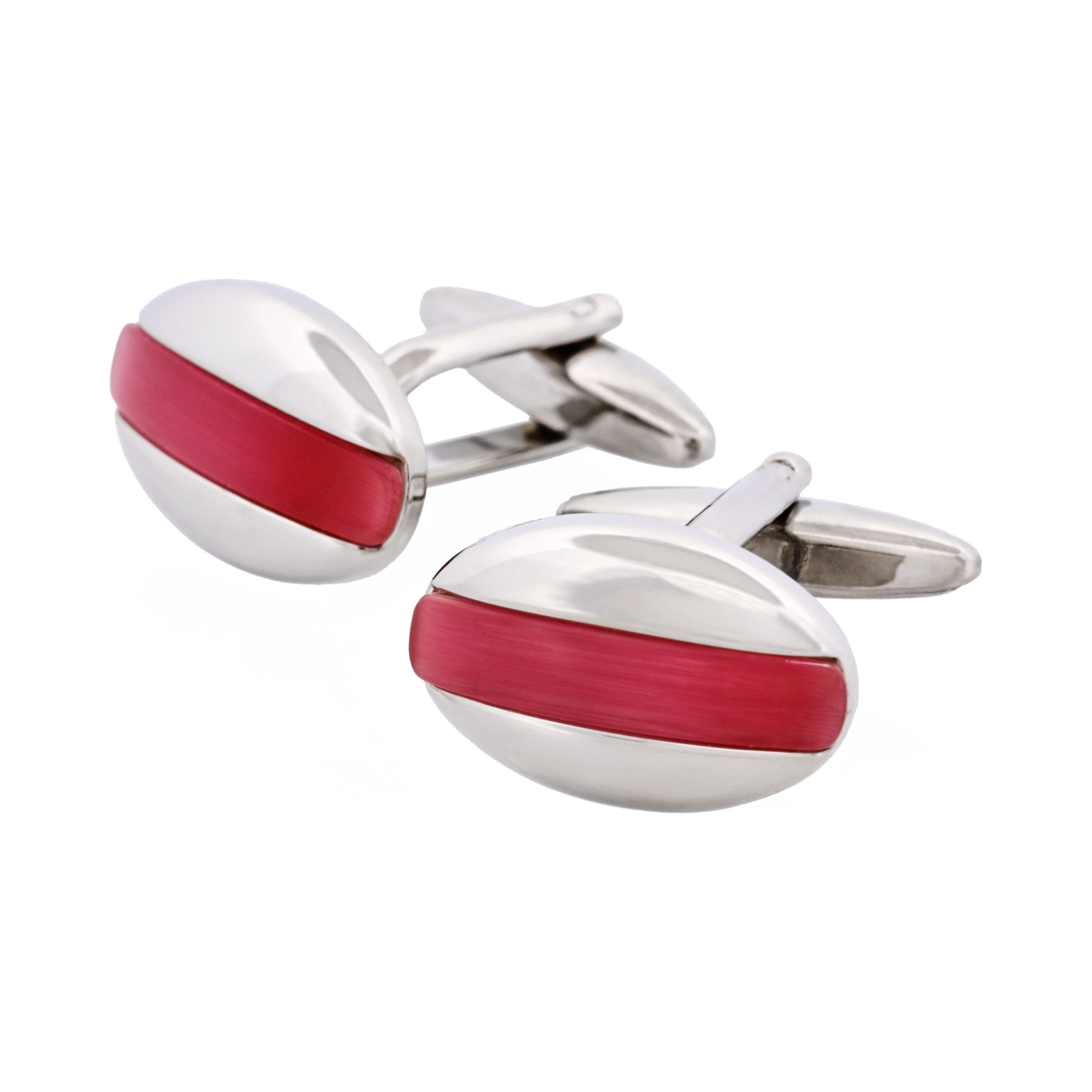 Pink Cat's Eye Oval Cufflinks