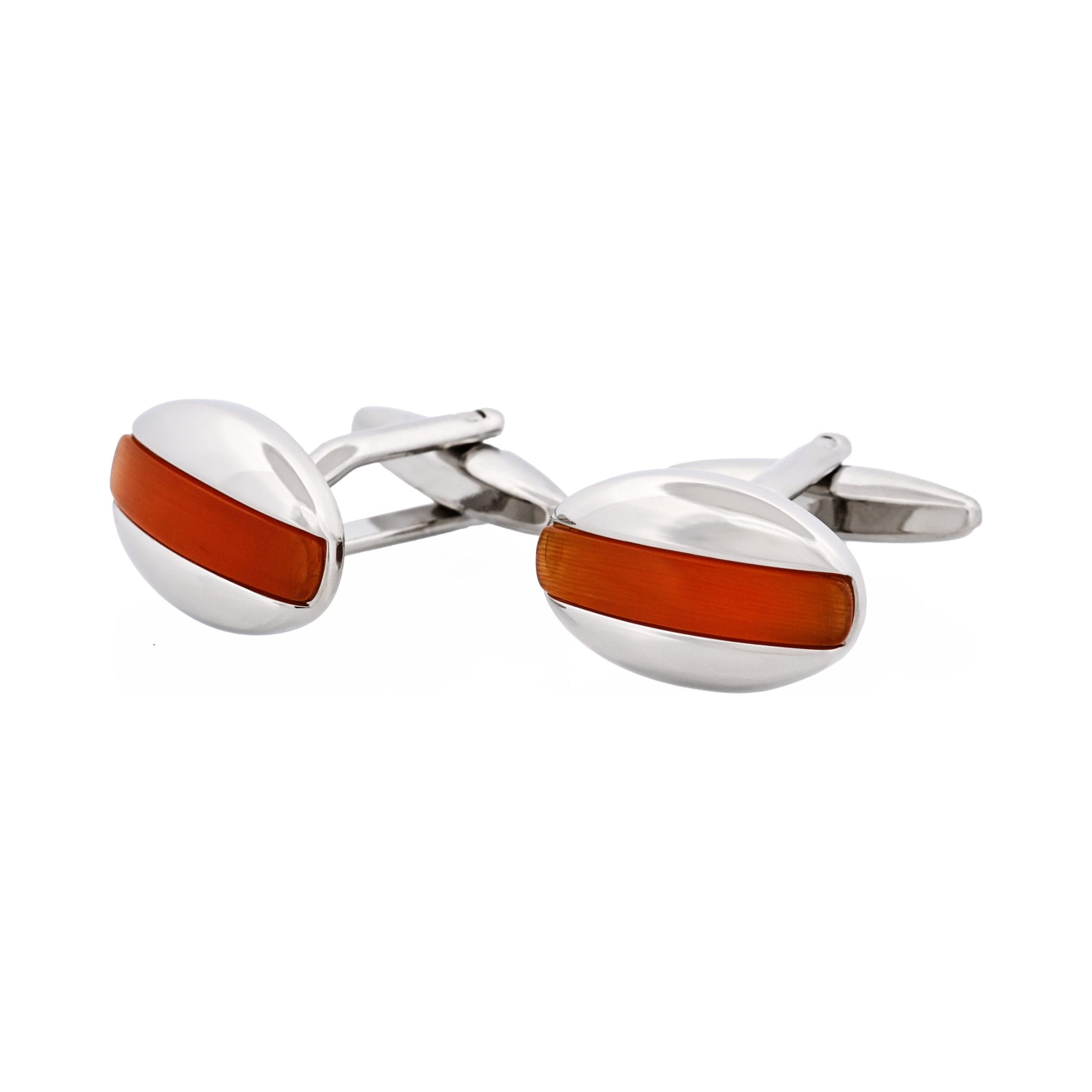Red Oval Striped Cat's Eye Cufflinks