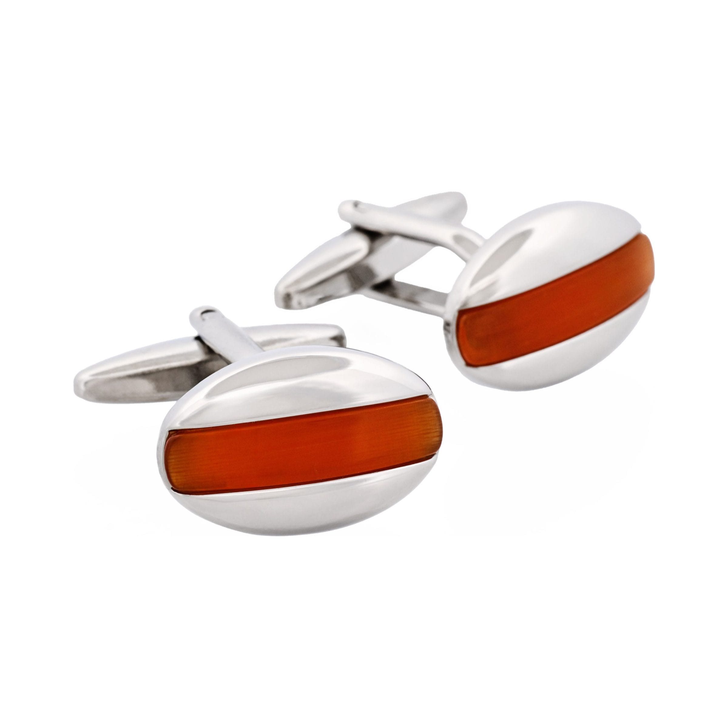 Red Oval Striped Cat's Eye Cufflinks